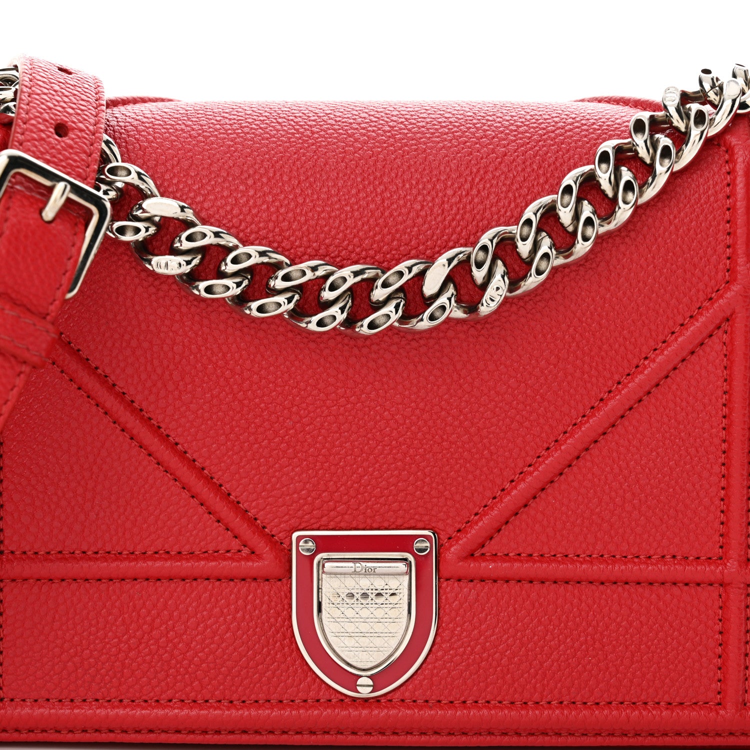 Christian Dior Grained Calfskin Small Diorama Flap Bag Red 7 of 15