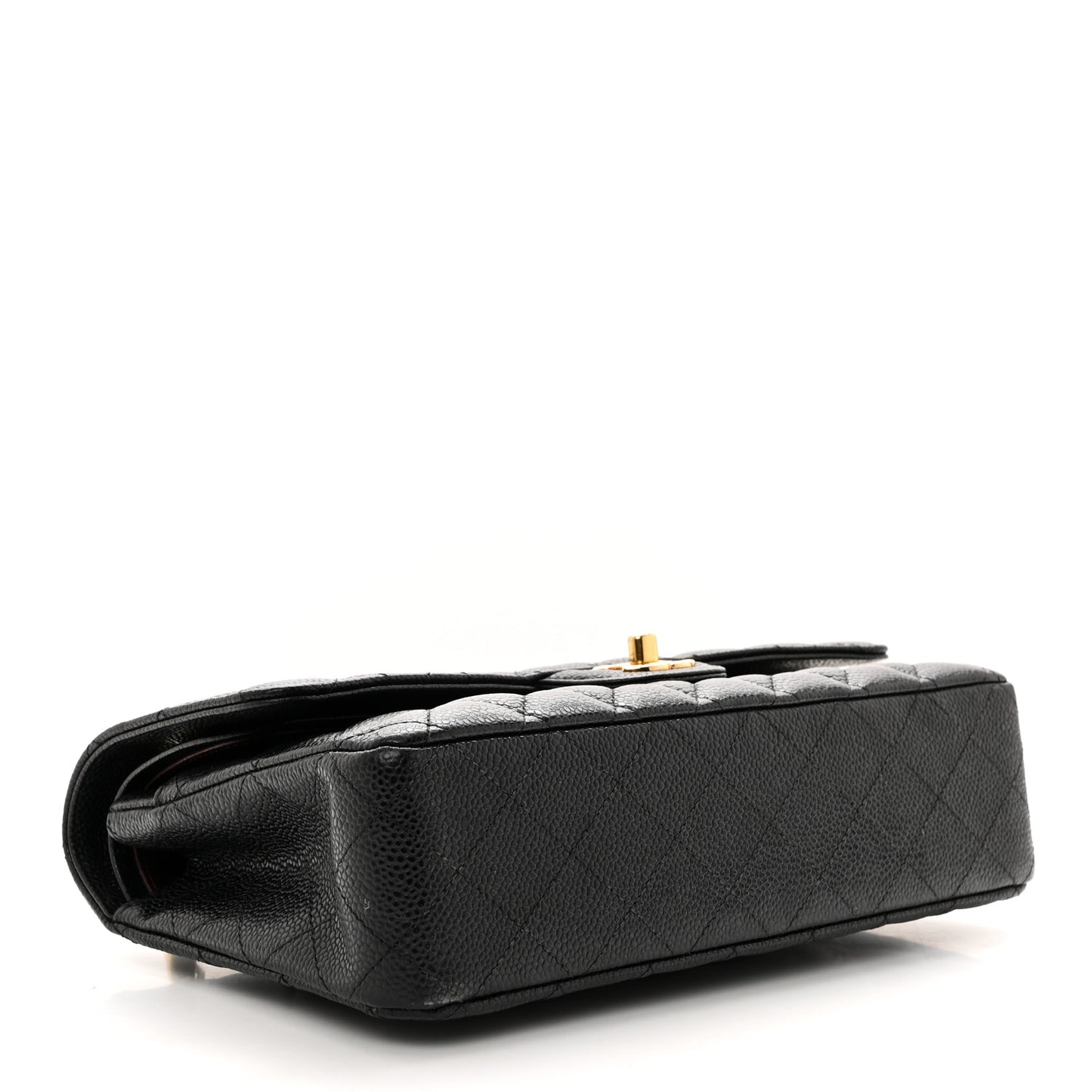 Caviar Quilted Medium Double Flap Black