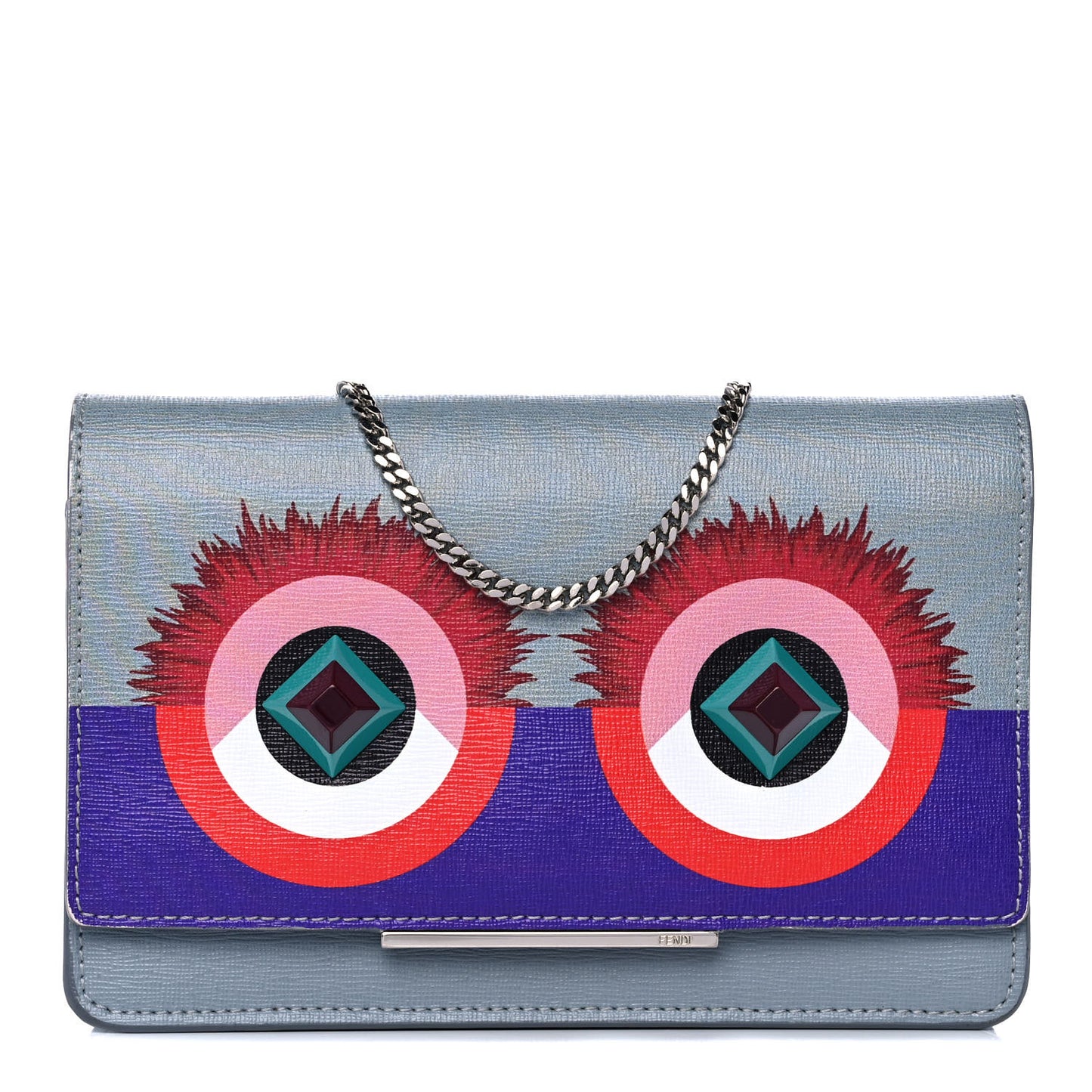 Vitello Elite Studded Hypnoteyes Tube Wallet On Chain Polvere Multicolor