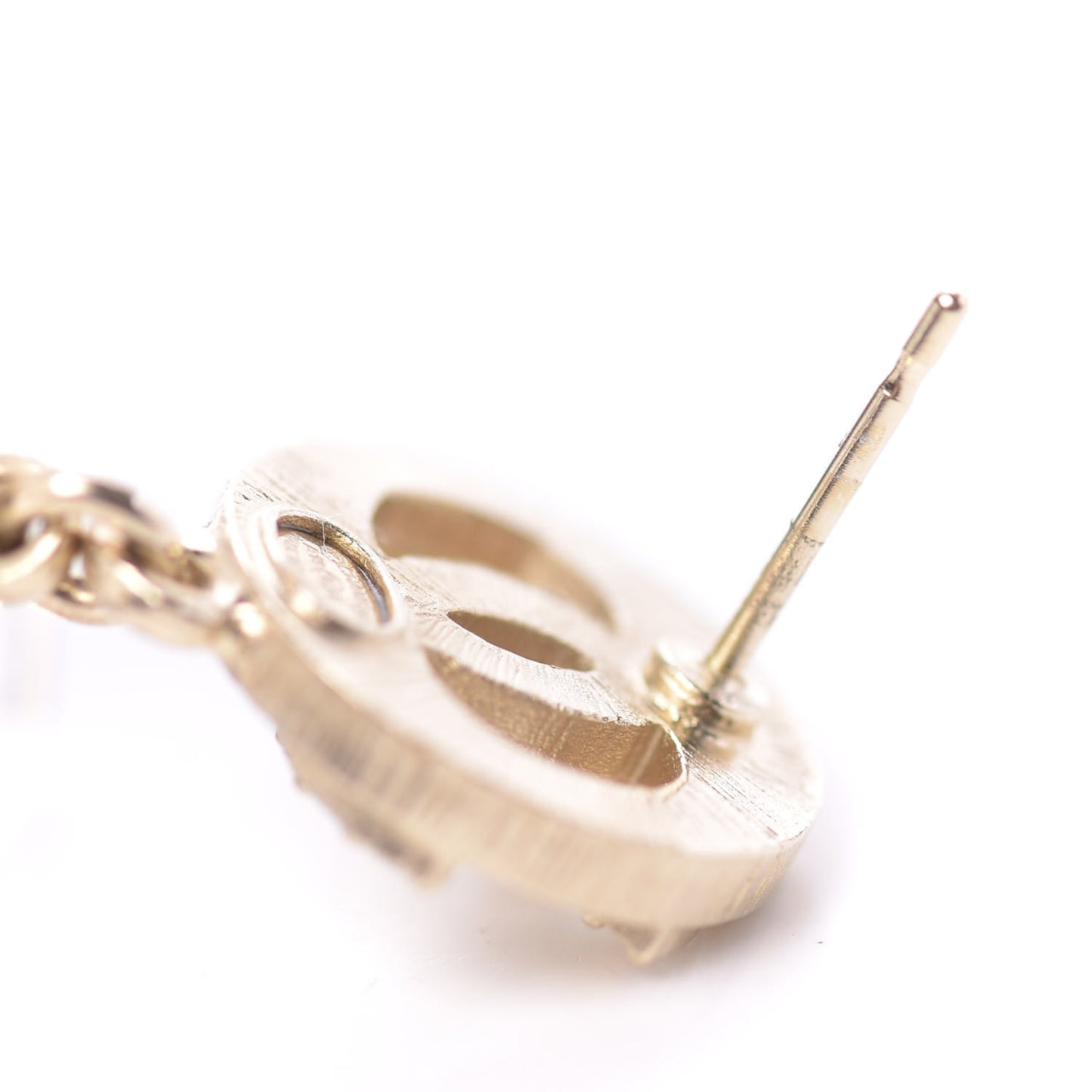 Crystal Lucite Pearl CC Drop Earrings Gold