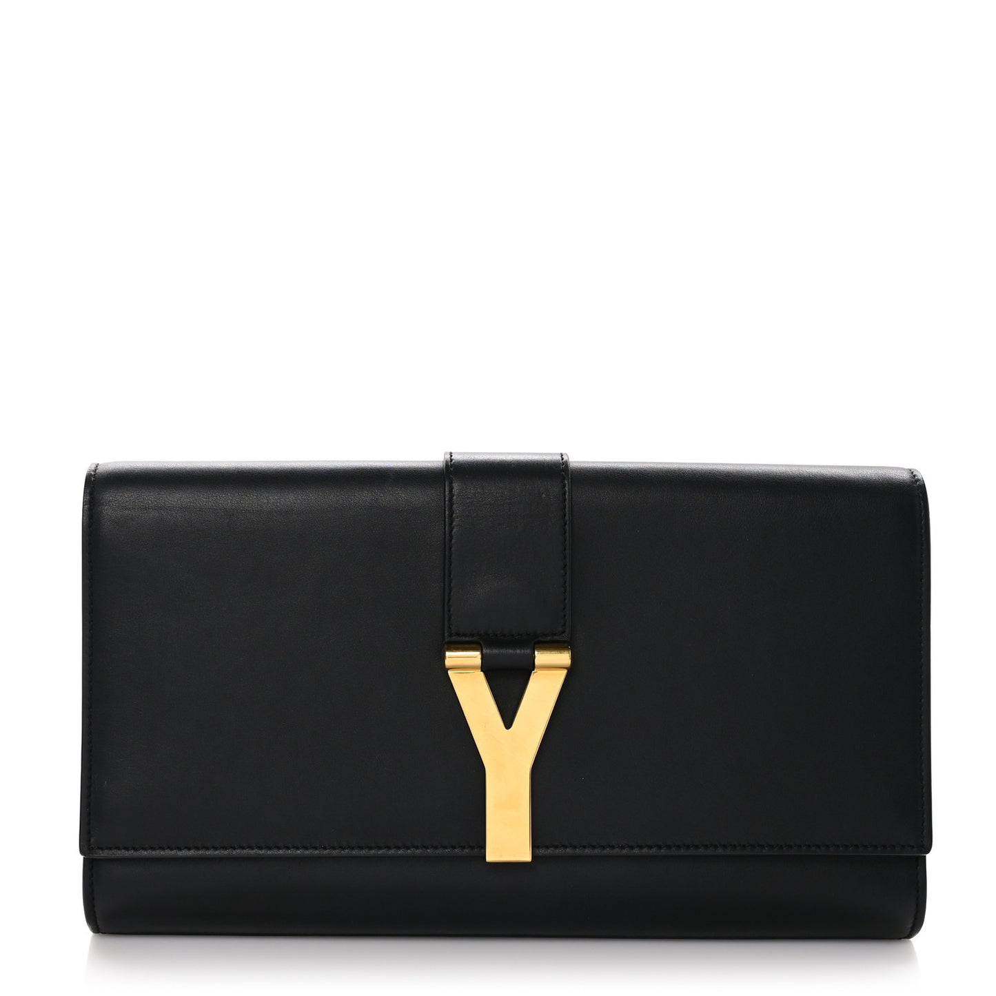 SAINT LAURENT Calfskin Classic Y Ligne Clutch Black