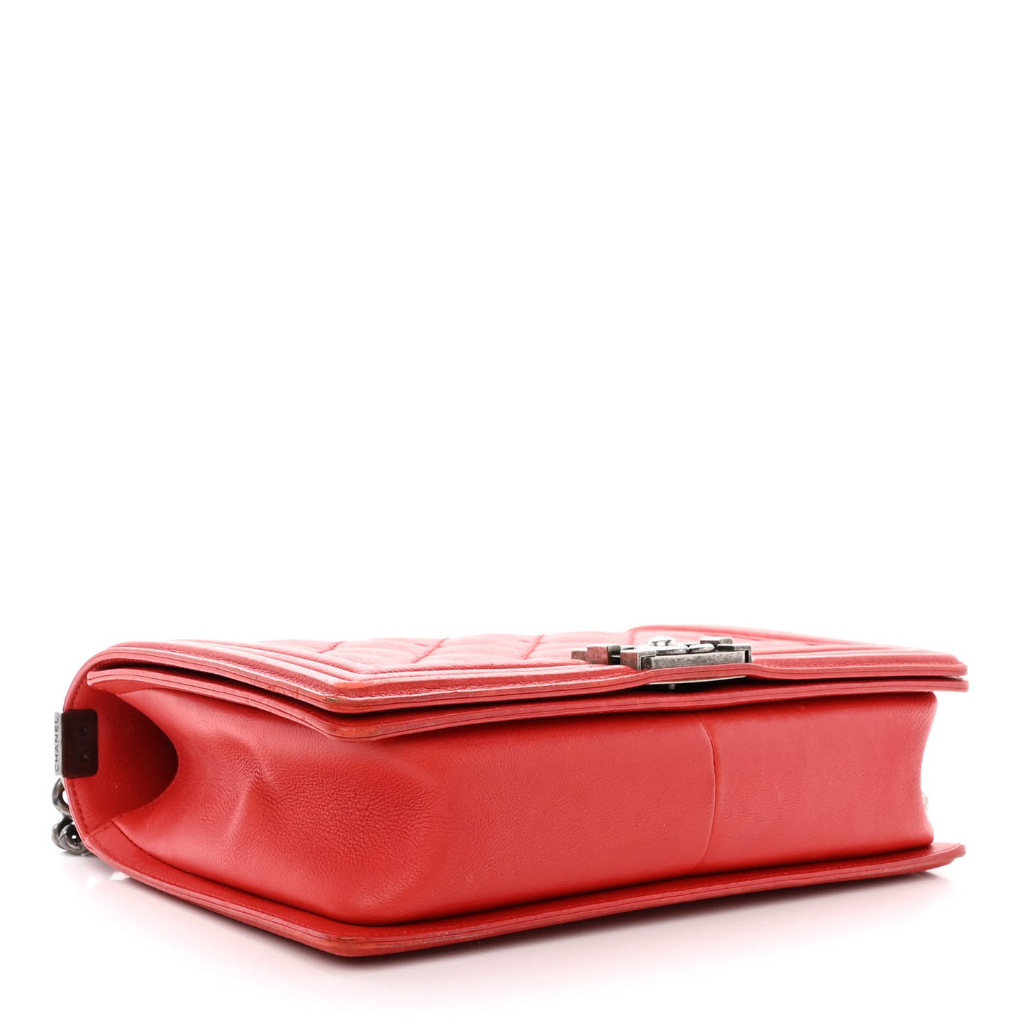 Calfskin Double Stitch New Medium Boy Flap Red