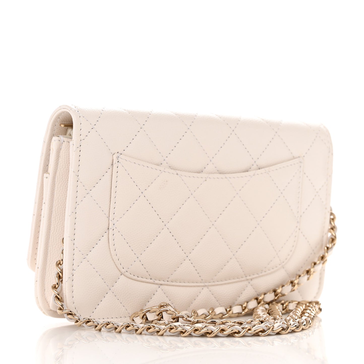 Caviar Quilted Wallet On Chain WOC White
