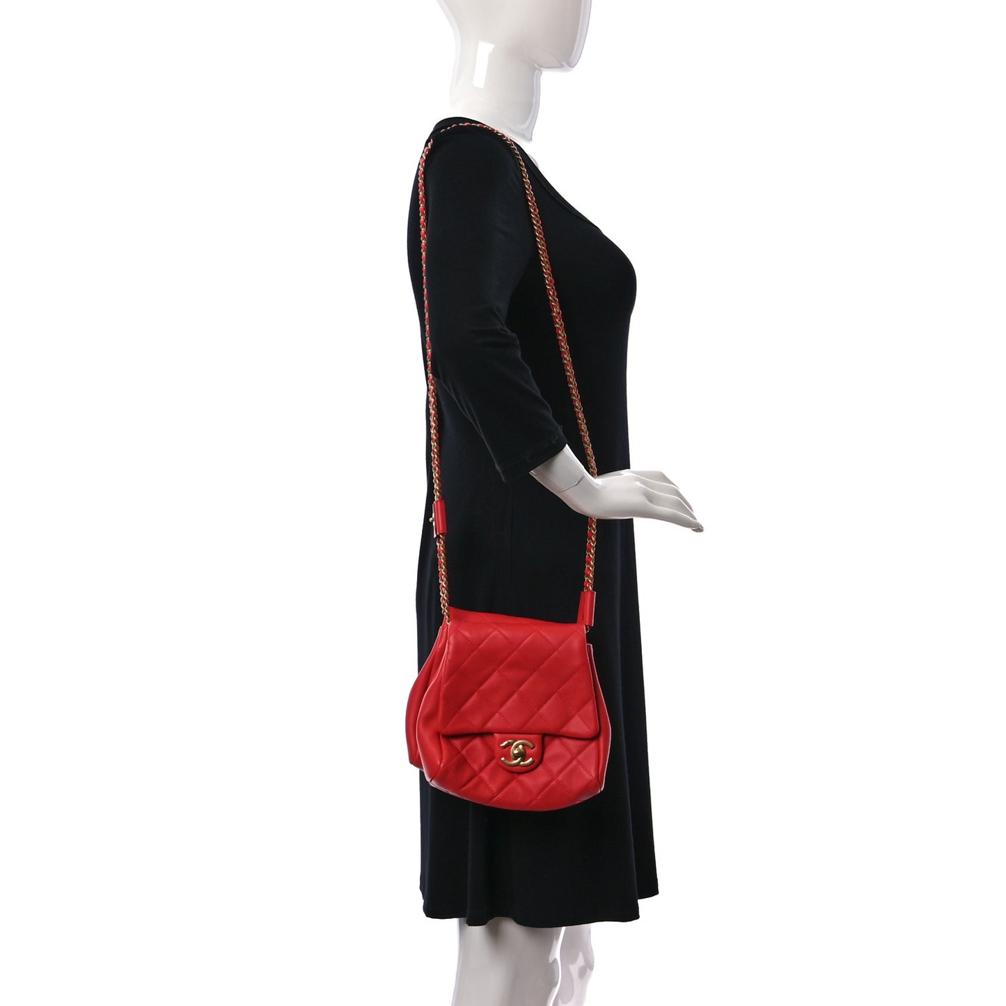 Lambskin Quilted Side-Packs Red
