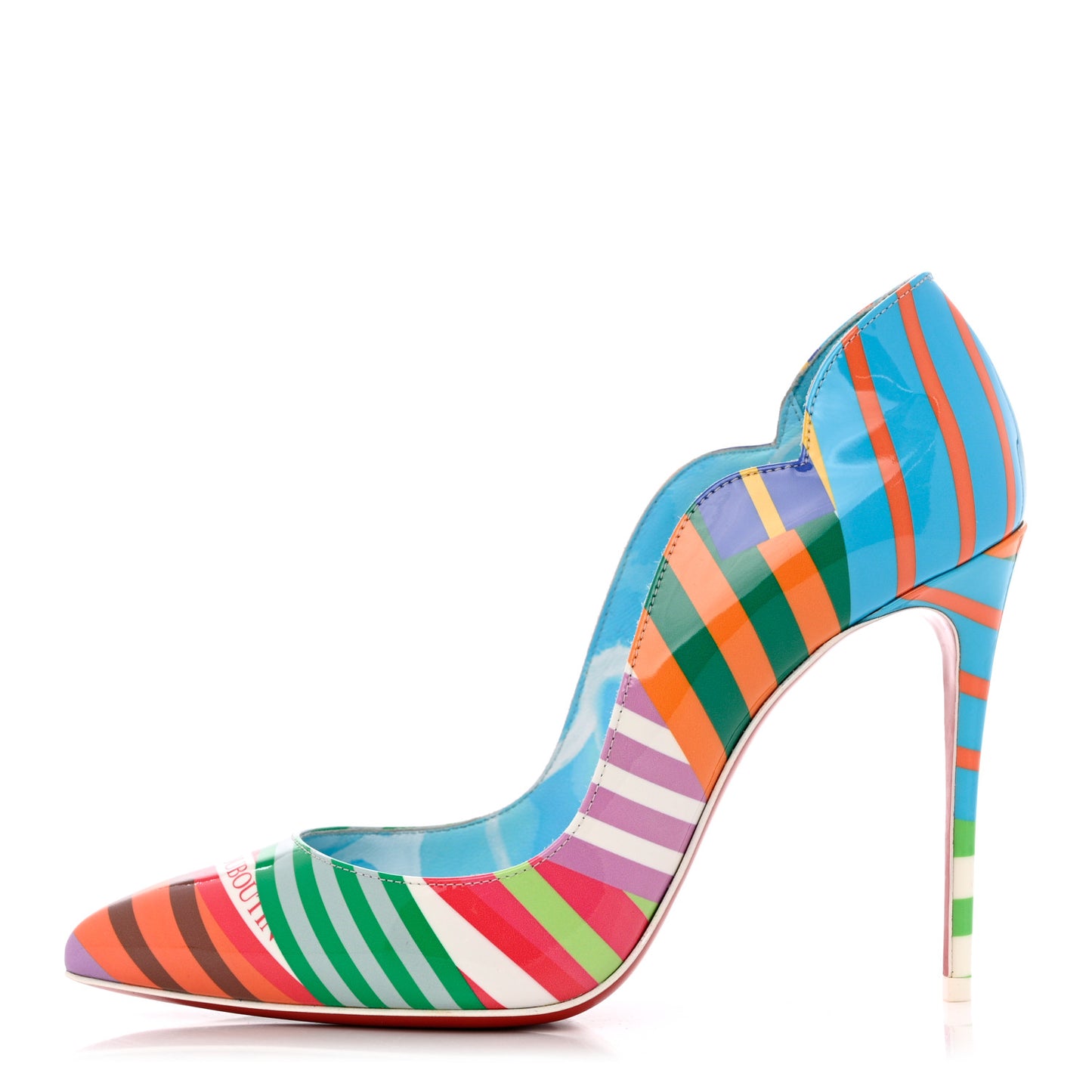 Patent Striped Print Hot Chick 100 Pumps 38 Multicolor