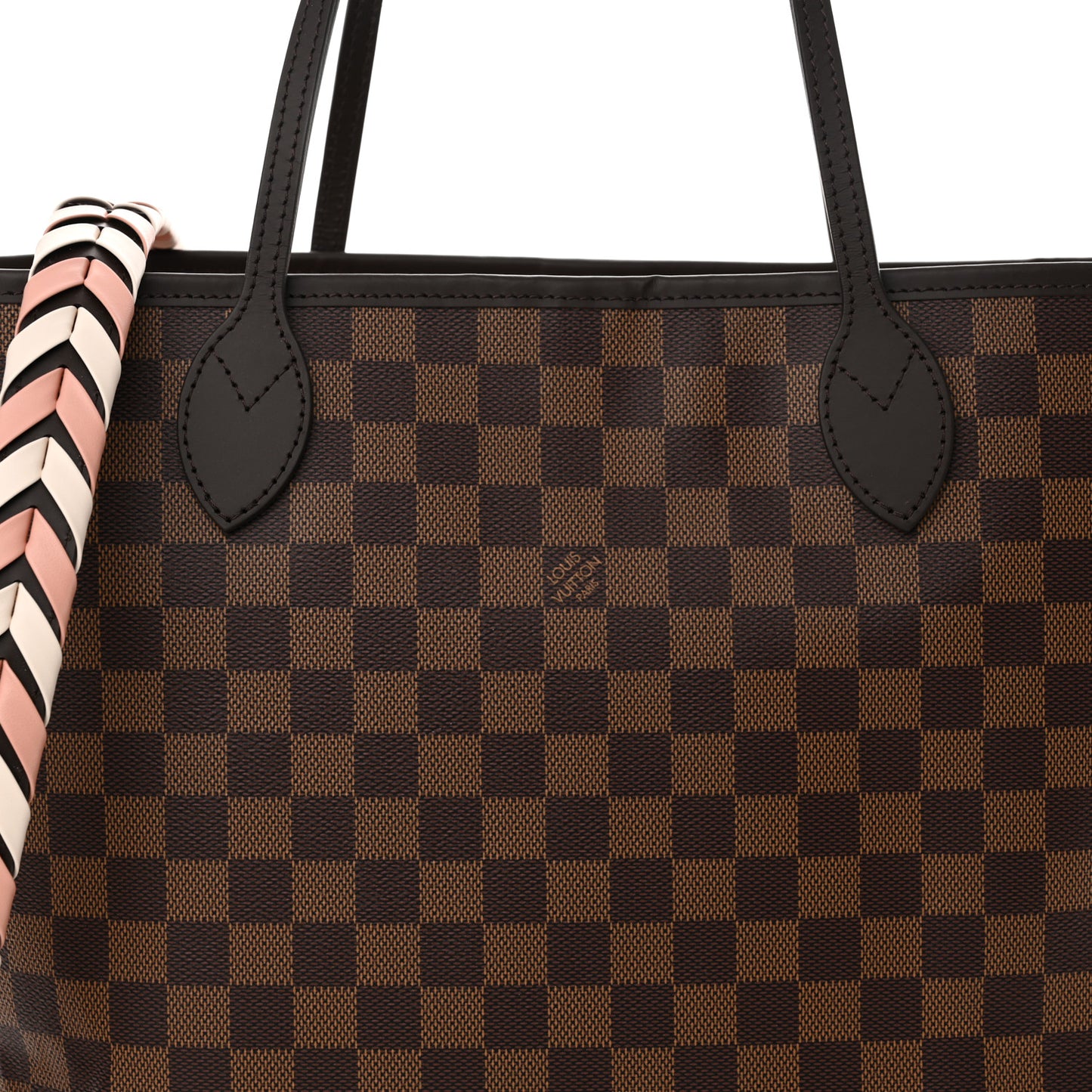 Damier Ebene Braided Neverfull MM Pink