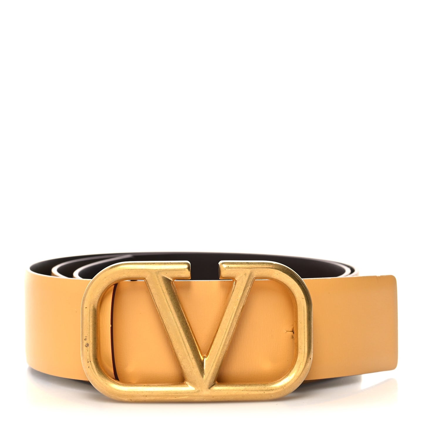 Glossy Calfskin VLogo Reversible 40mm Belt 95 38 Dark Beige Burgundy