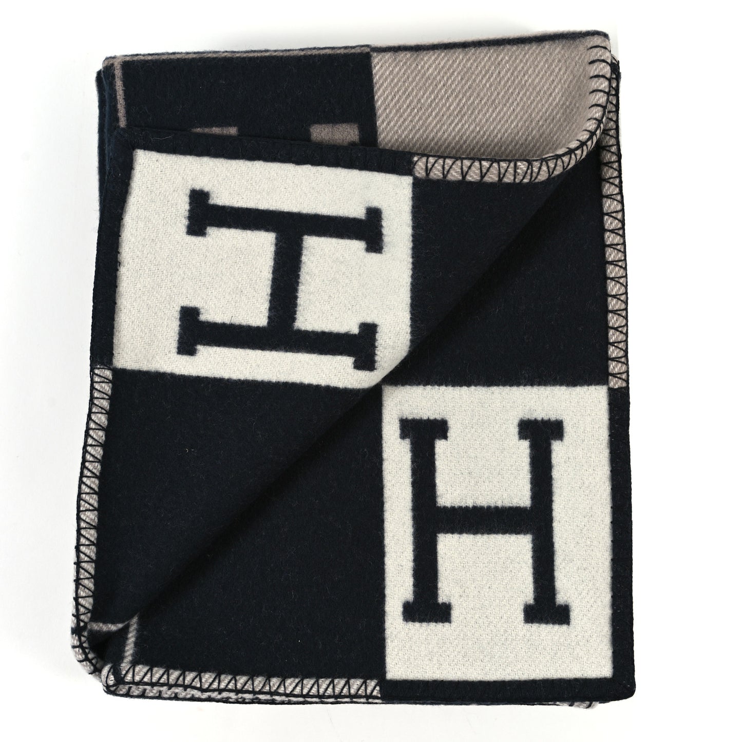 Wool Cashmere Avalon Blanket Ecru Gris Fonce