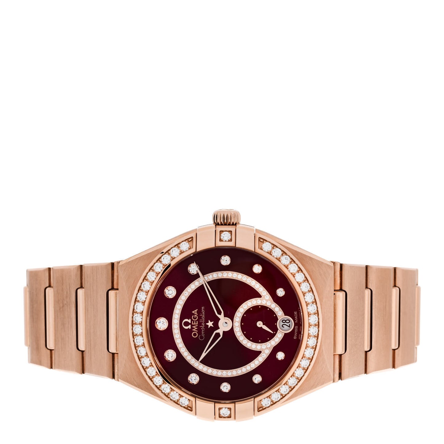 18K Sedna Gold Diamond Bezel 34mm Constellation Small Seconds Automatic Watch Bordeaux 131.55.34.20.61.001