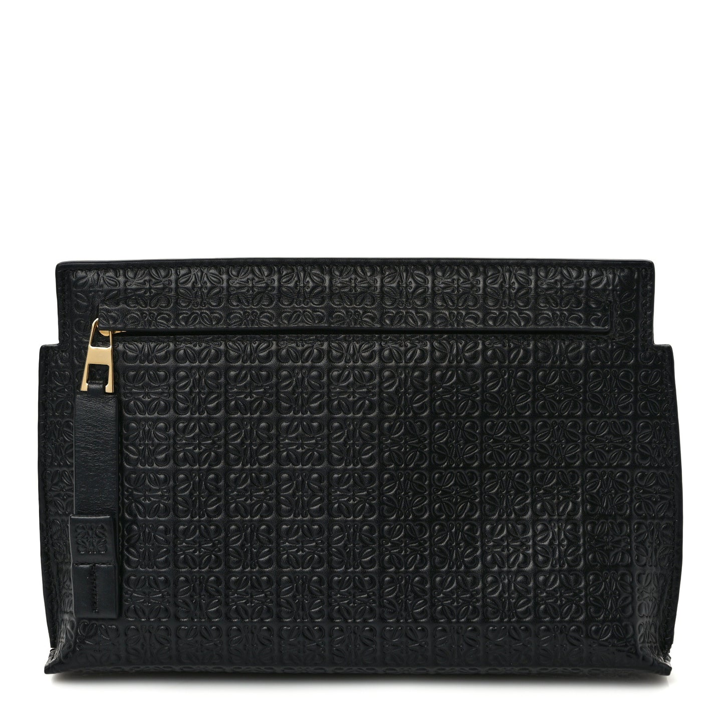 Calfskin Embossed Mini Repeat T Pouch Black