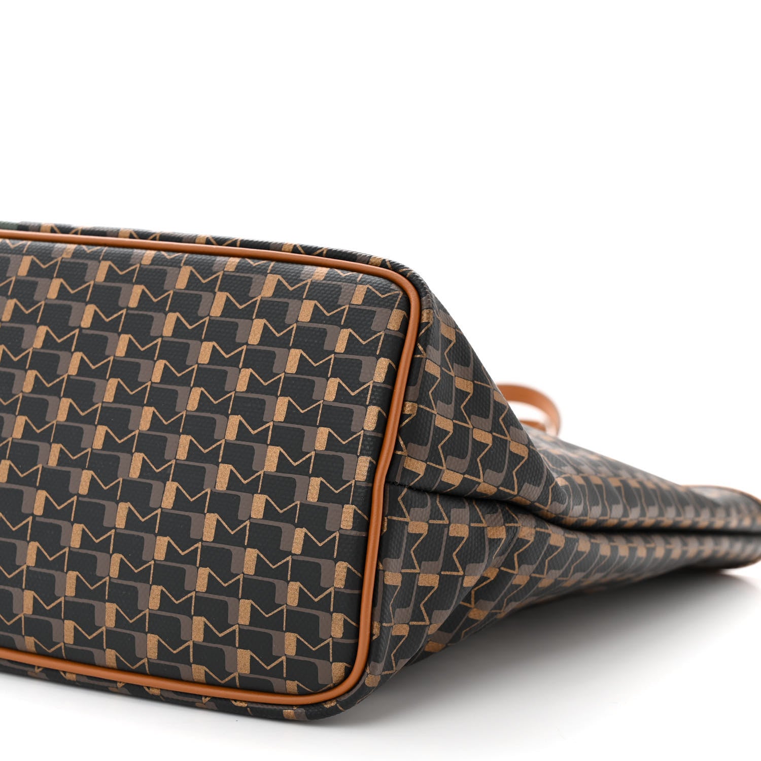 Moynat Grained Calfskin Canvas 1920 Oh! Tote Ruban MM Carbon Bronze Cognac 10 of 10