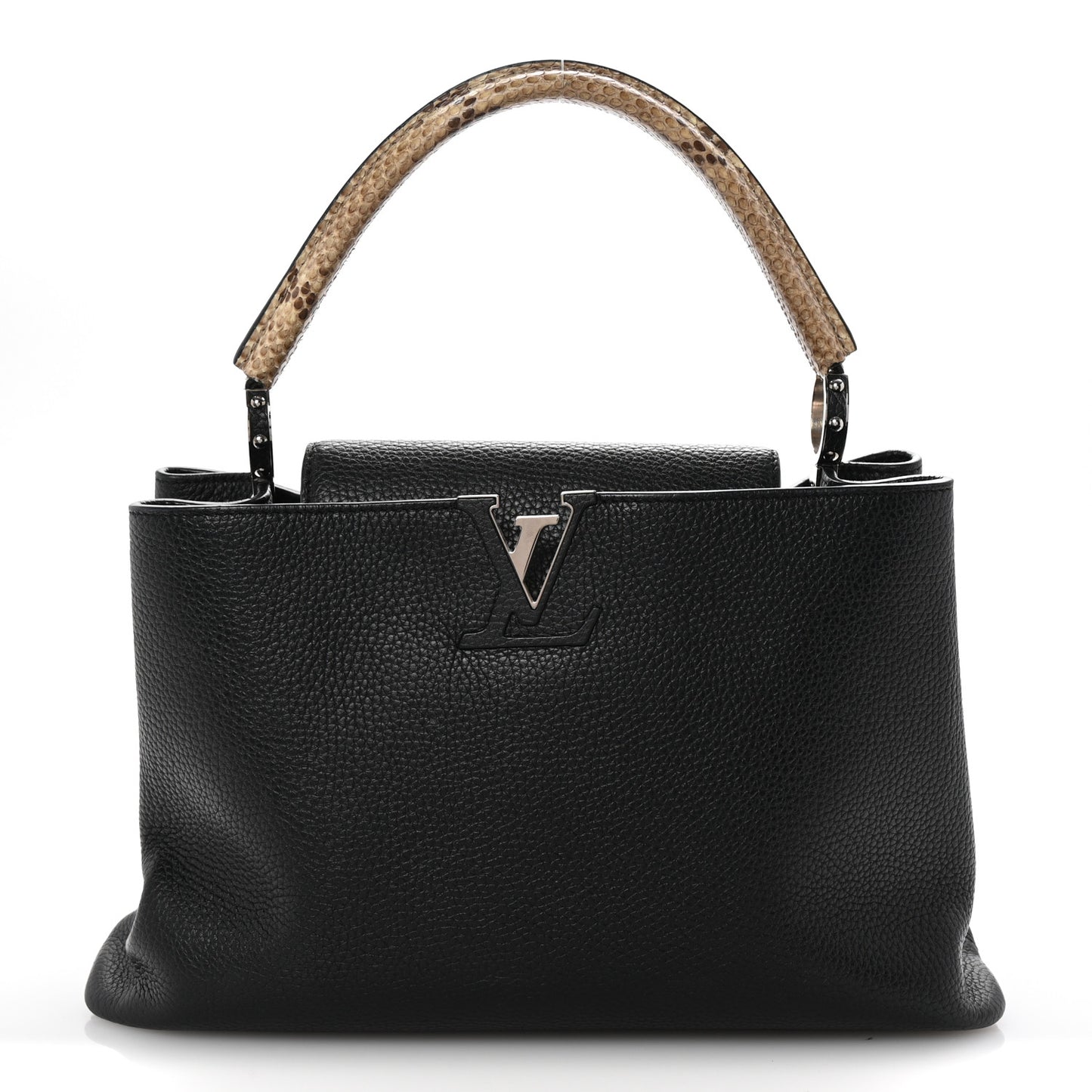 Taurillon Snakeskin Capucines MM Black