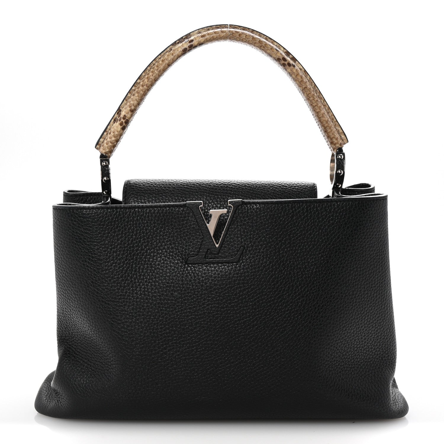 Louis Vuitton Taurillon Snakeskin Capucines MM Black 1 of 9