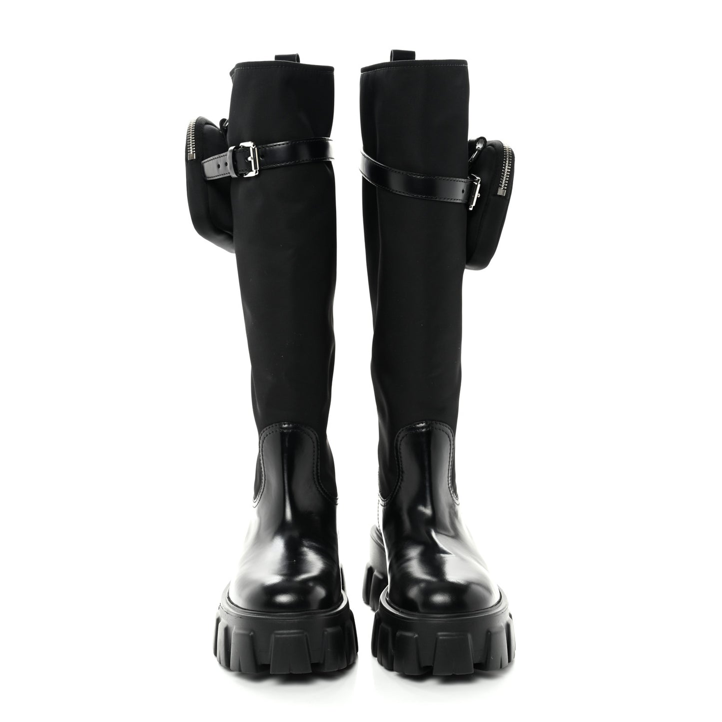 Spazzolato Rois Re-Nylon Metal Triangle Logo Monolith Pouch Pocket 55mm Tall Boots 37 Black
