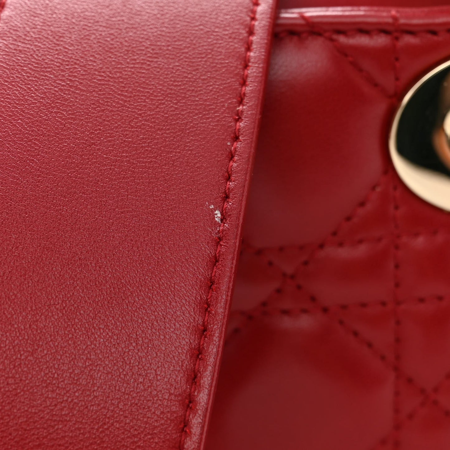 Lambskin Cannage Medium Lady D-Joy Red