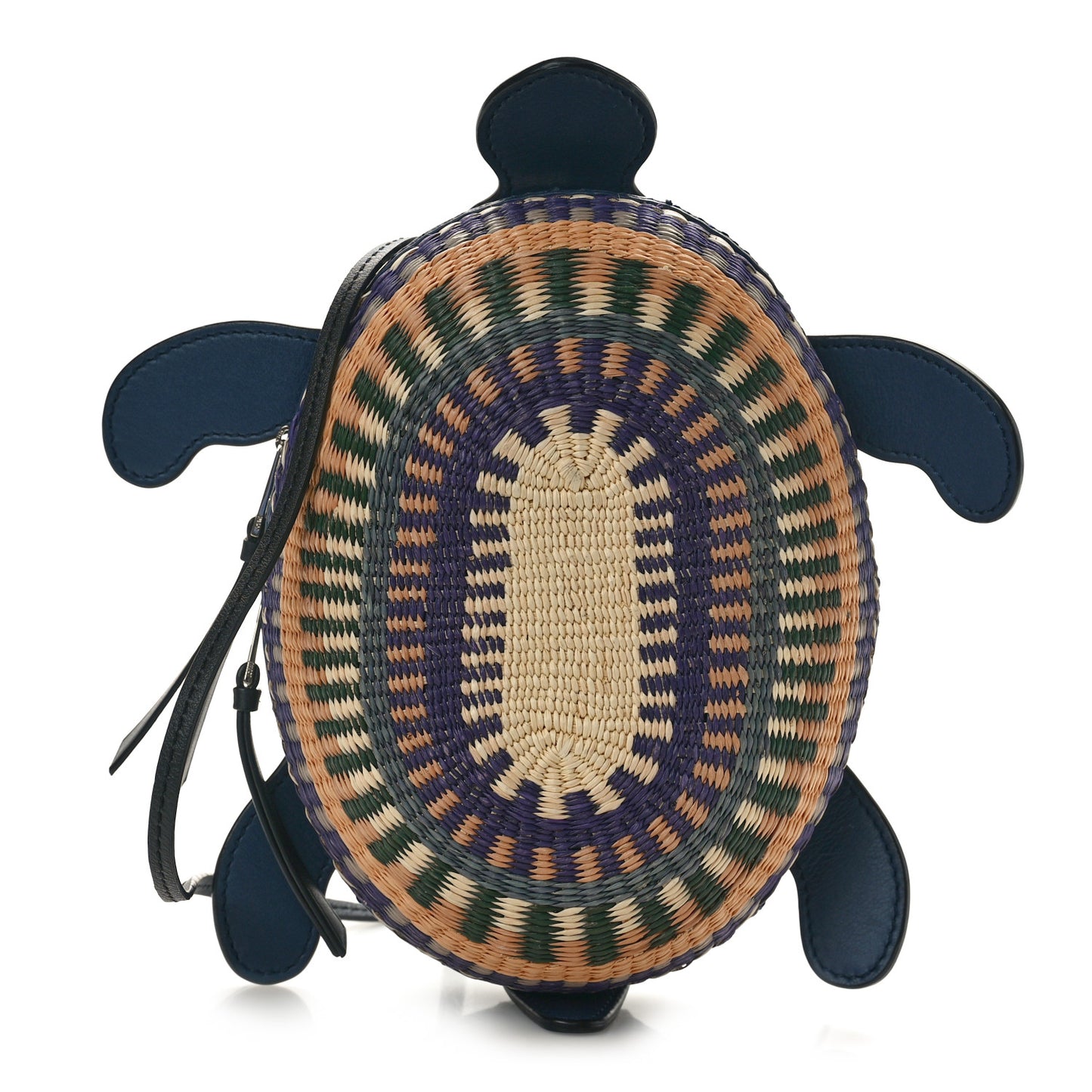 Raffia Calfskin Paula's Ibiza Turtle Pouch Ocean Multicolor