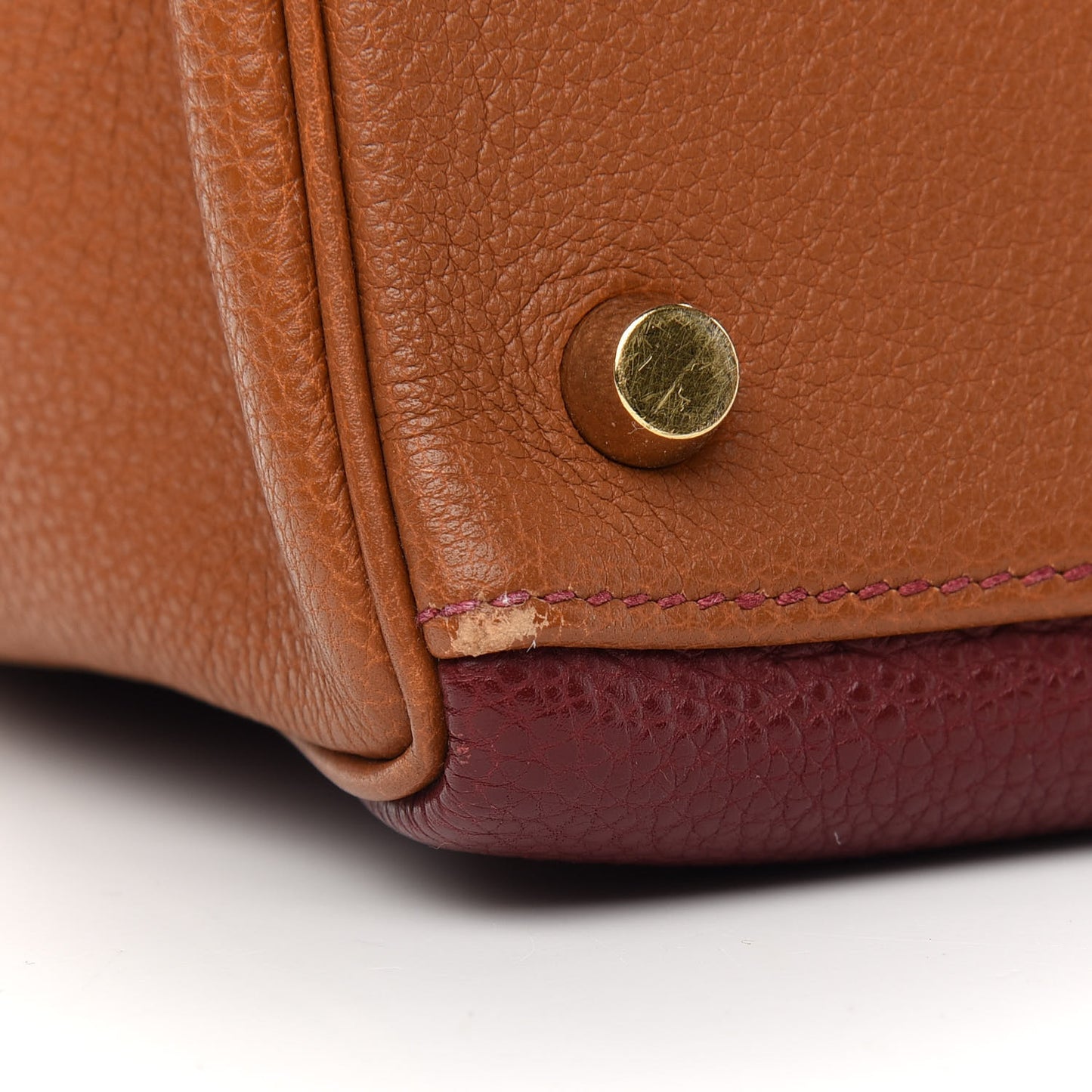 Togo Tri-Color Kelly Retourne 32 Rouge H Cannelle Havane