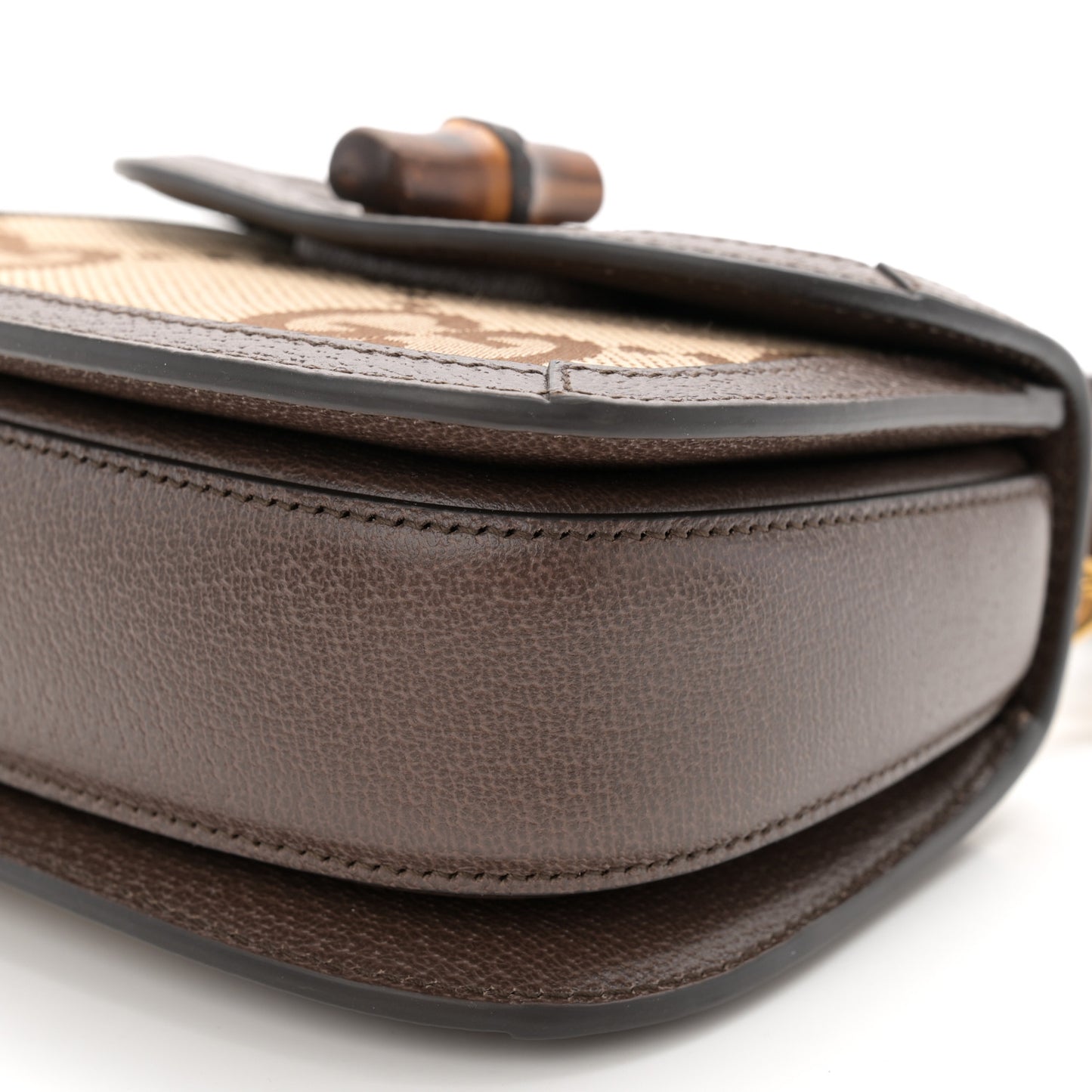 Monogram Jumbo GG Textured Dollar Calfskin Web Mini Bamboo 1947 Top Handle Bag Camel Ebony New Acero