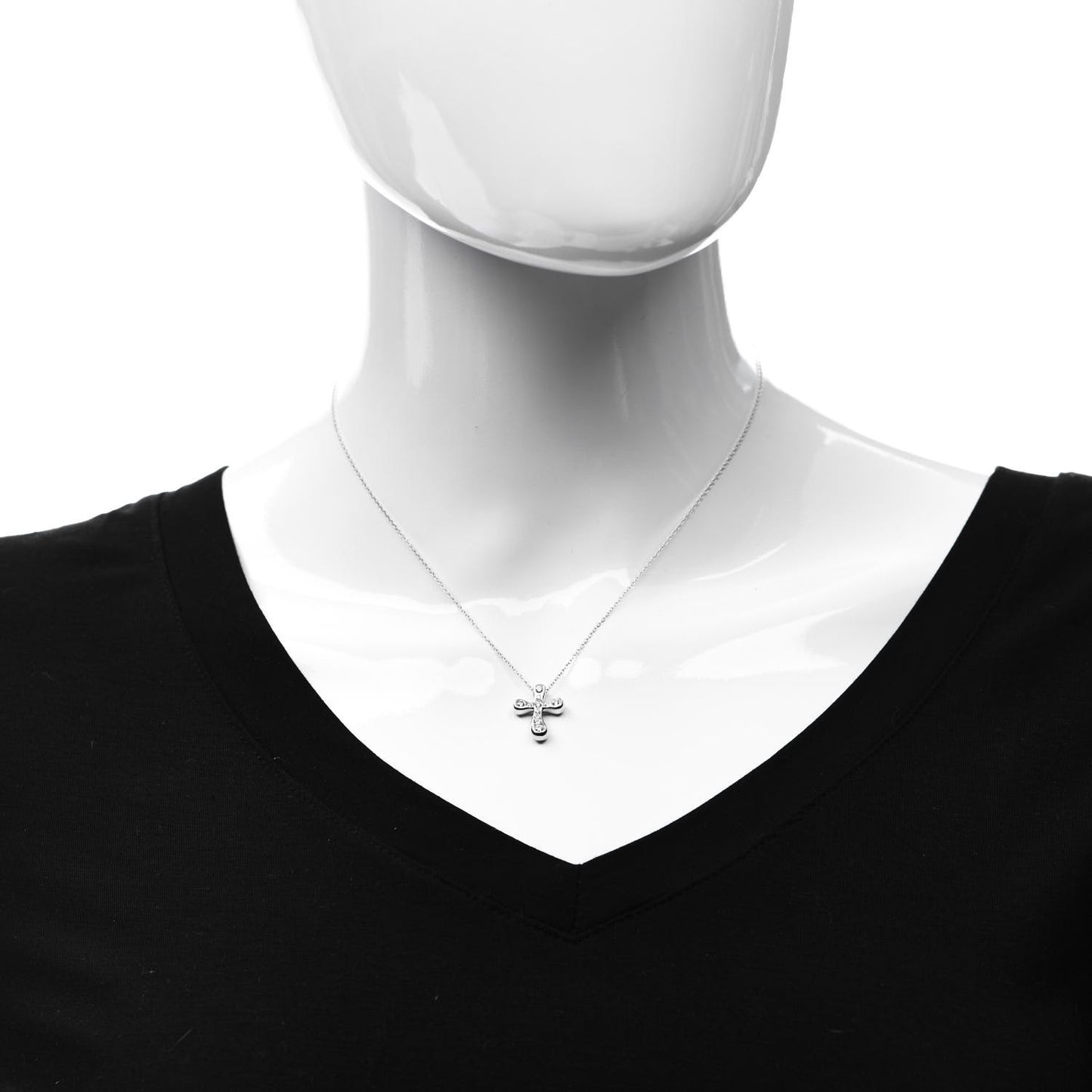 Platinum Diamond 16mm Elsa Peretti Cross Pendant Necklace