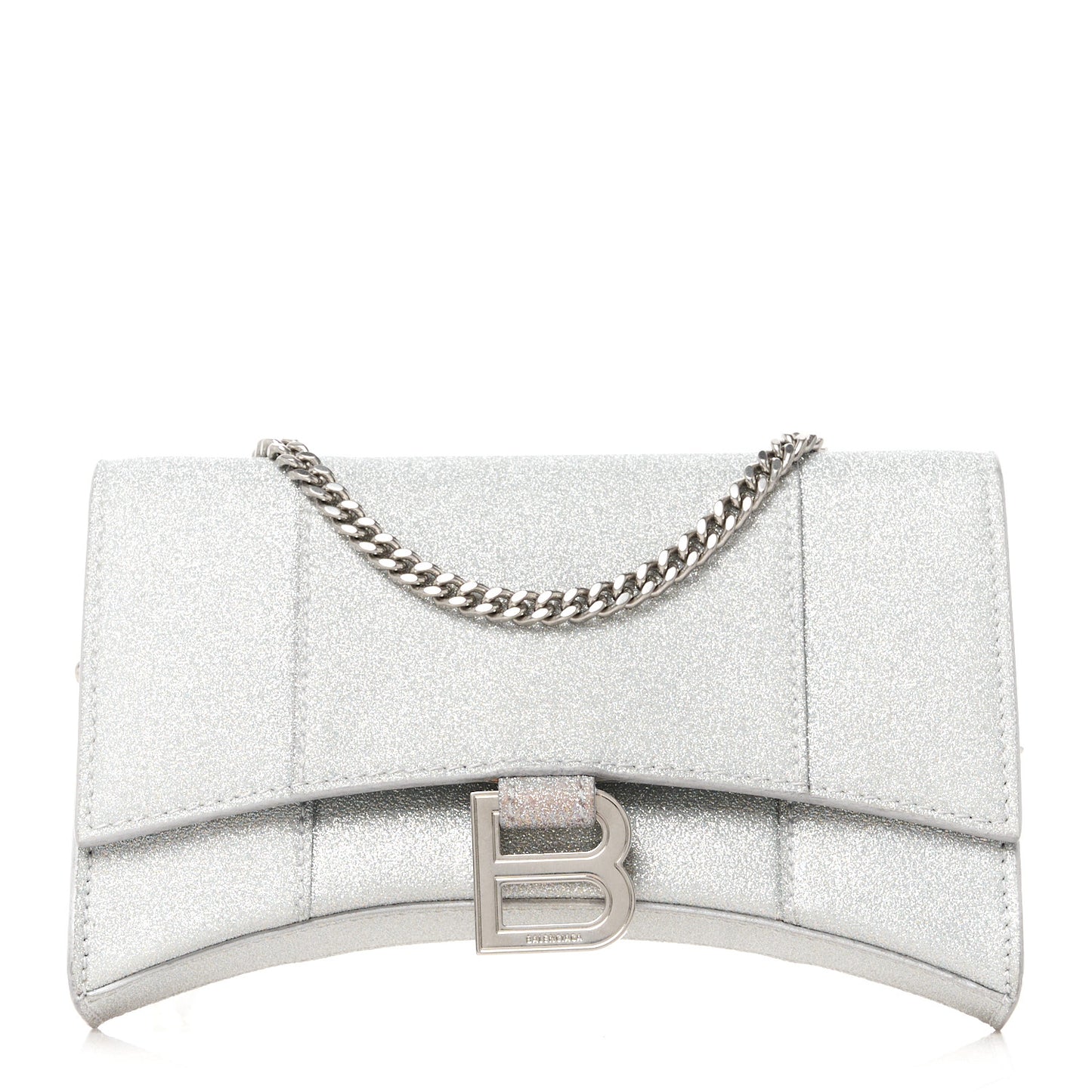 Sparkling Fabric XS Hourglass Wallet On Chain Silver