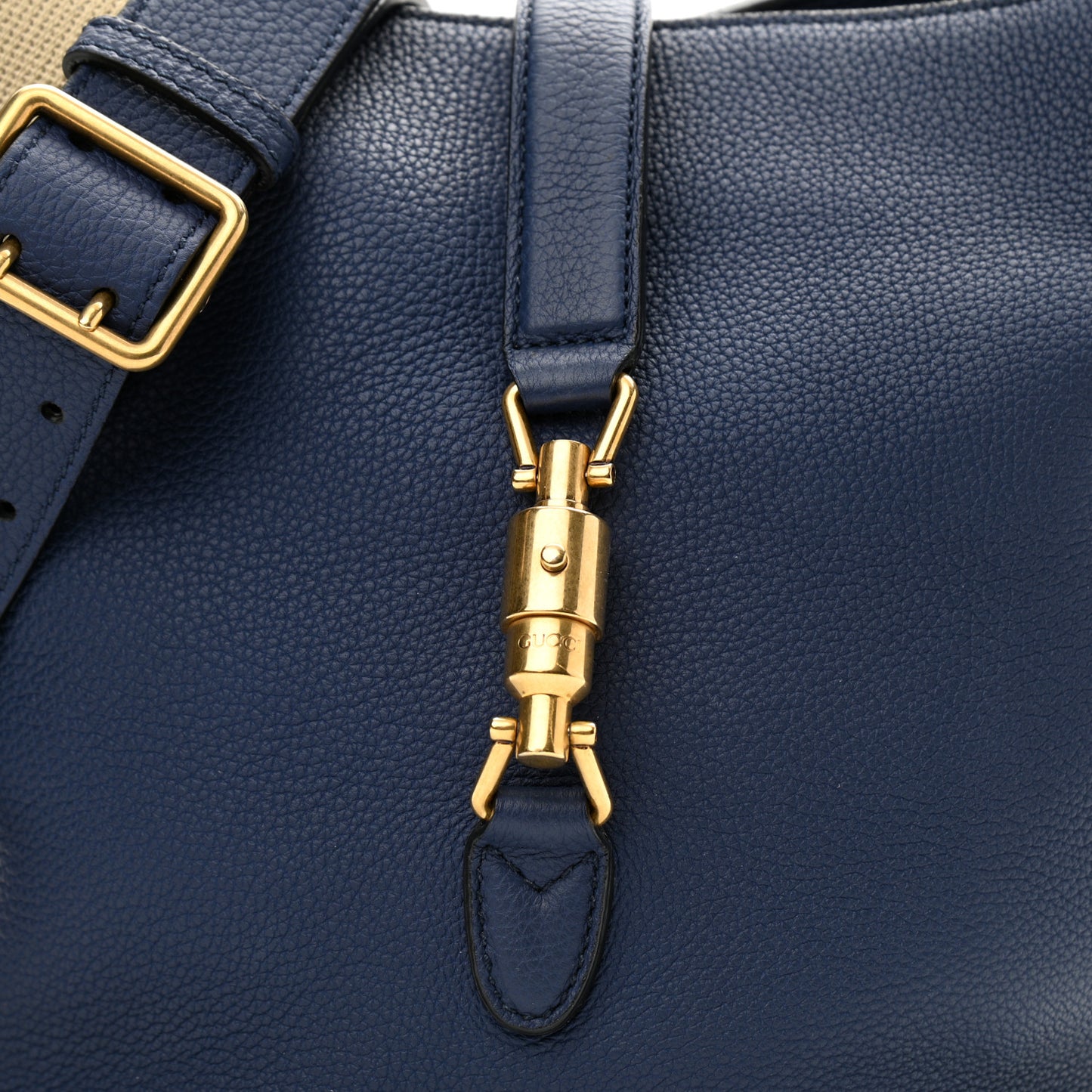 Soft Grained Calfskin Small Jackie Bucket Bag Classic Blue Marine