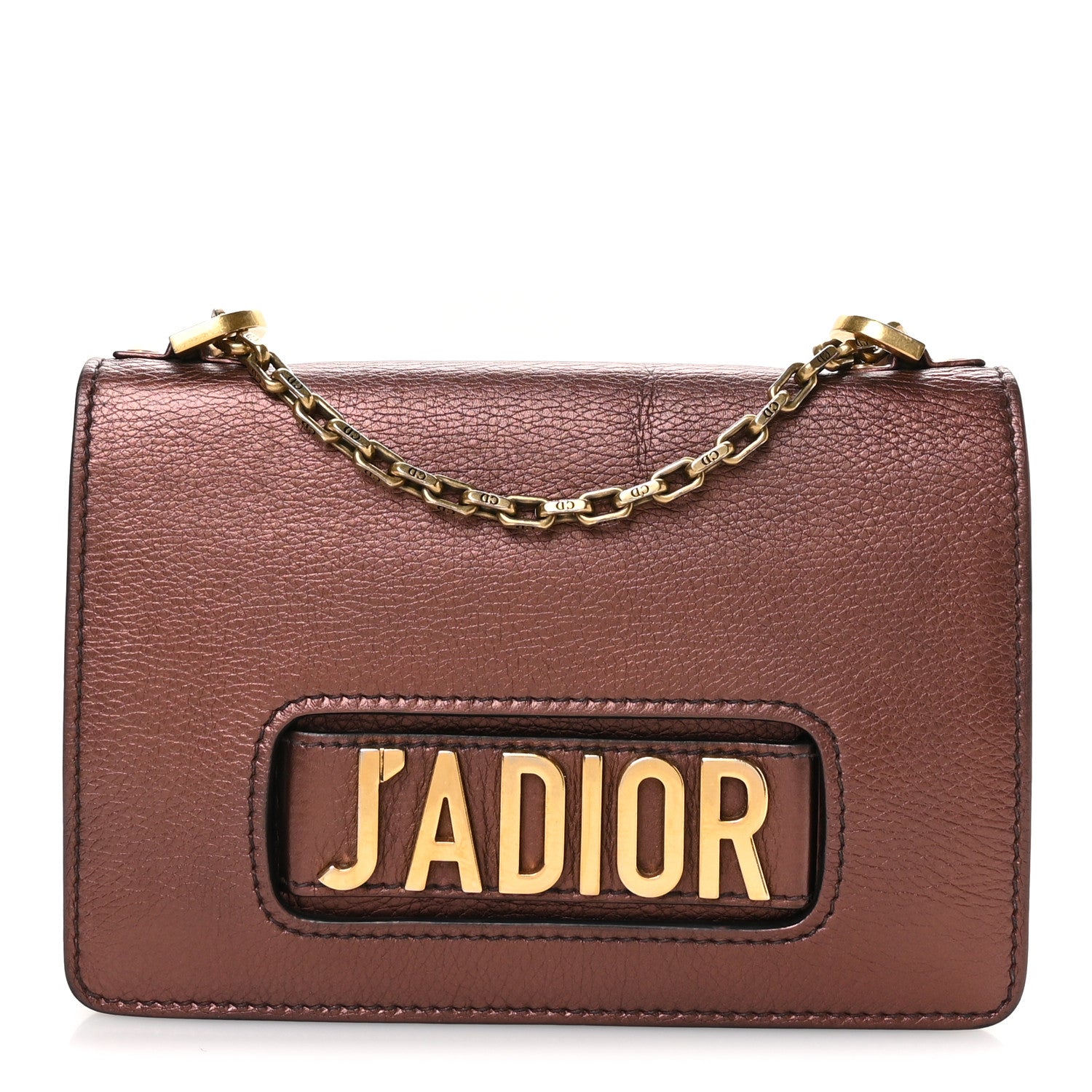 Christian Dior Metallic Calfskin J'Adior Chain Flap Bag Noisette