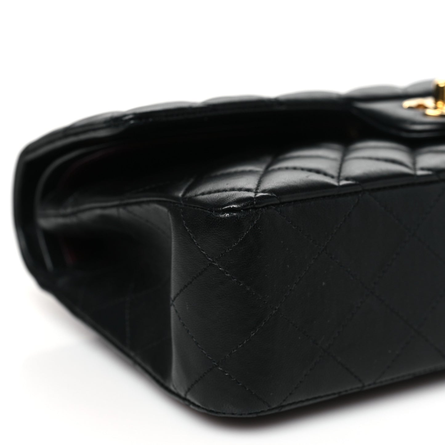 Lambskin Quilted Medium Double Flap Black