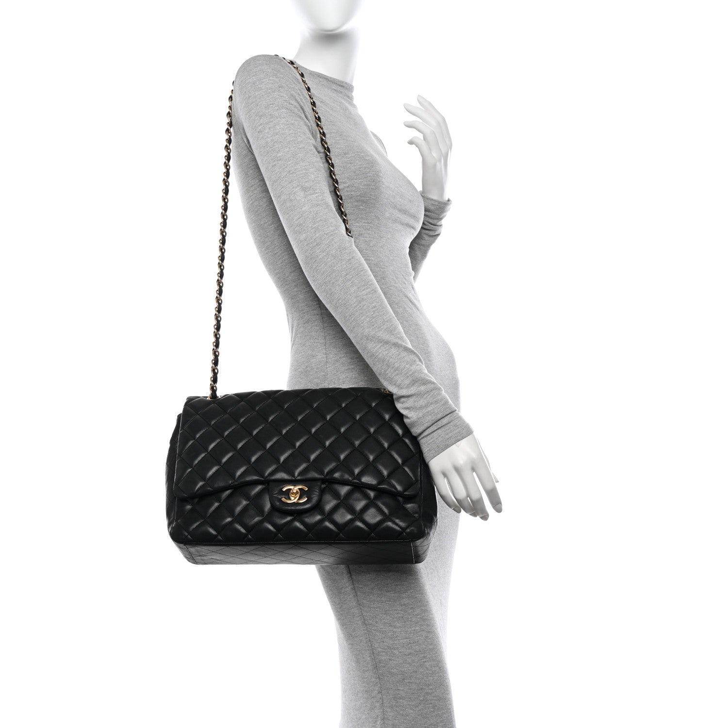 Chanel Lambskin Quilted Maxi Single Flap Black 2 of 12