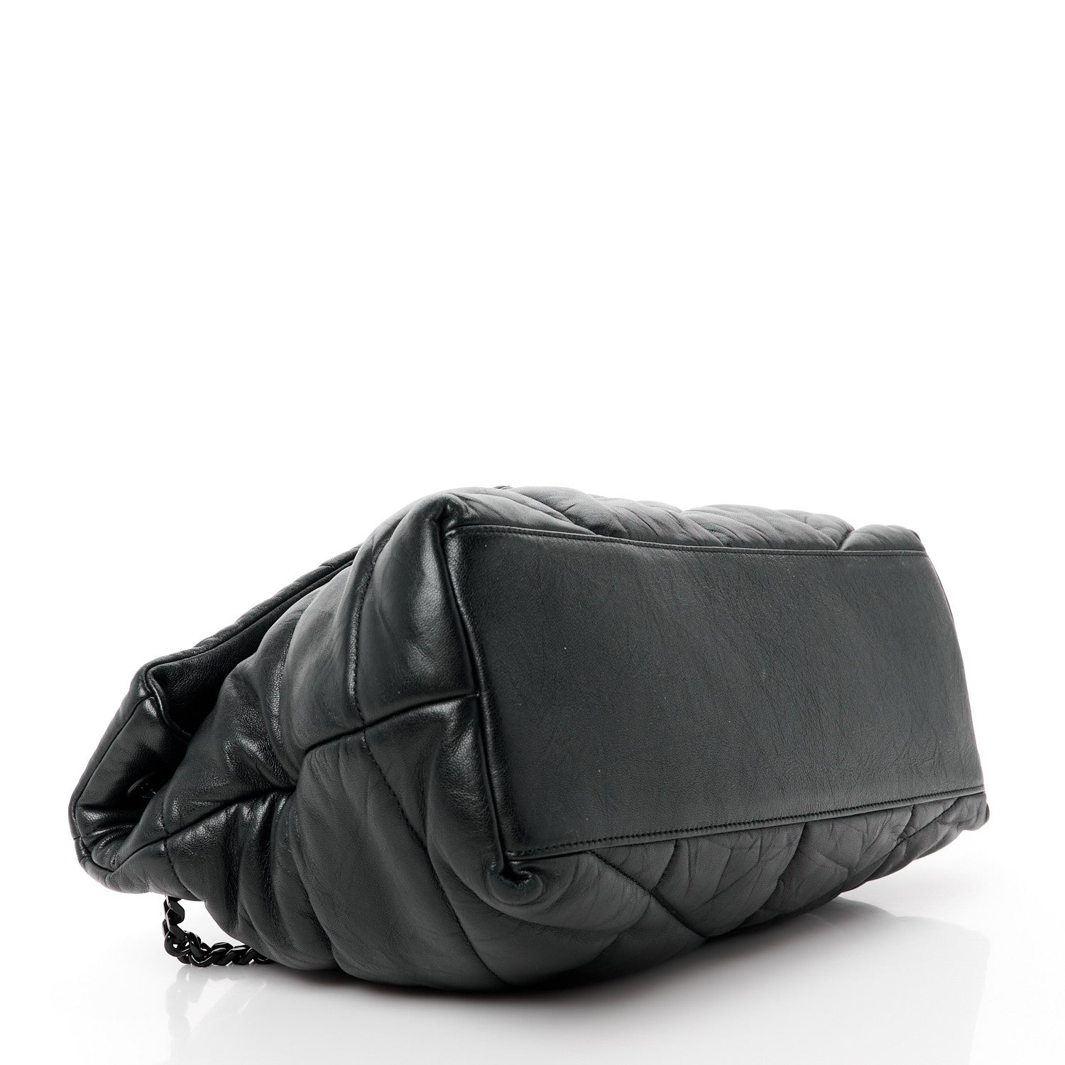 Saint Laurent Lambskin Quilted Monogram Monochrome Medium Loulou Puffer Chain Satchel Black 4 of 12