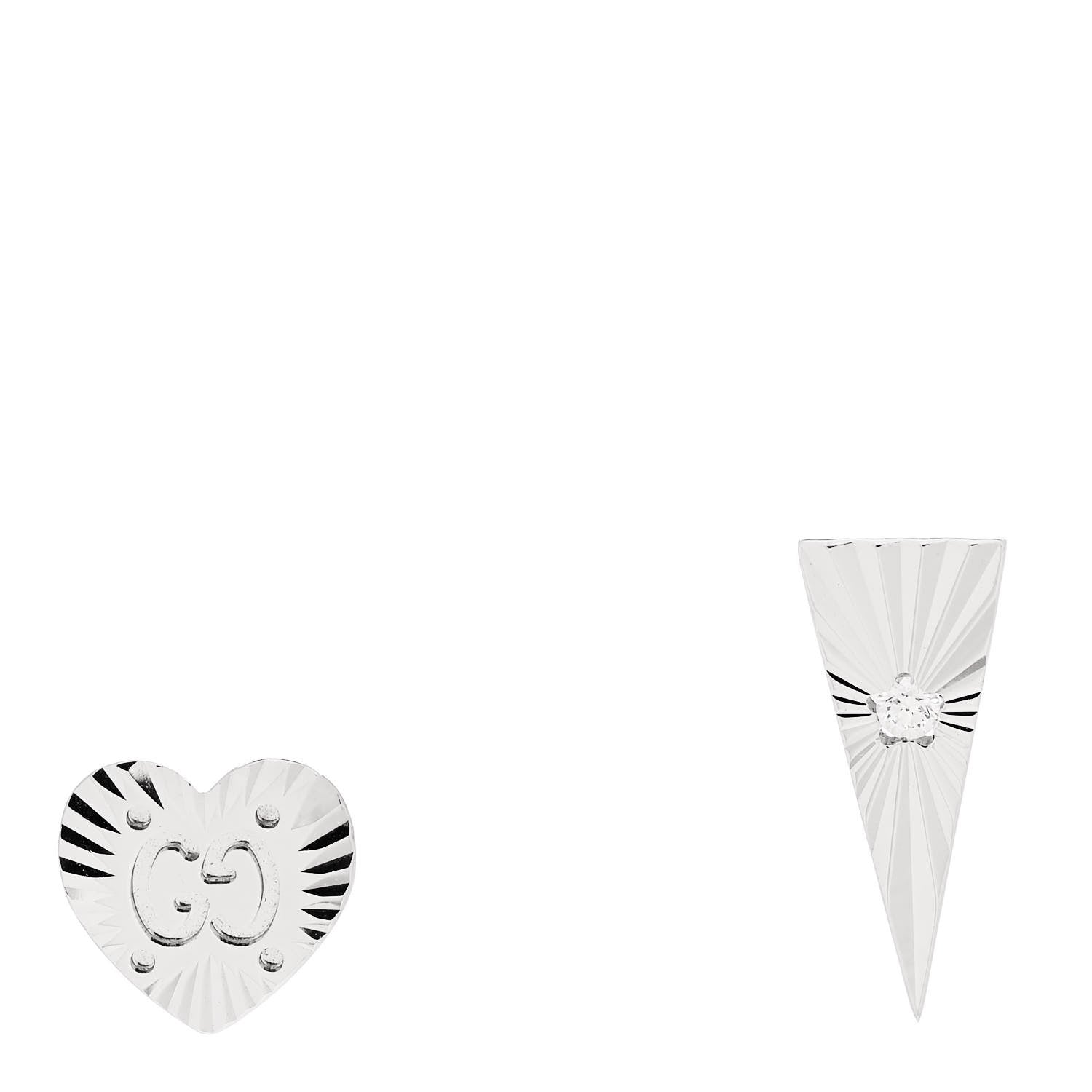Gucci 18K White Gold Diamond Icon Asymmetric Stud Earrings 1 of 5