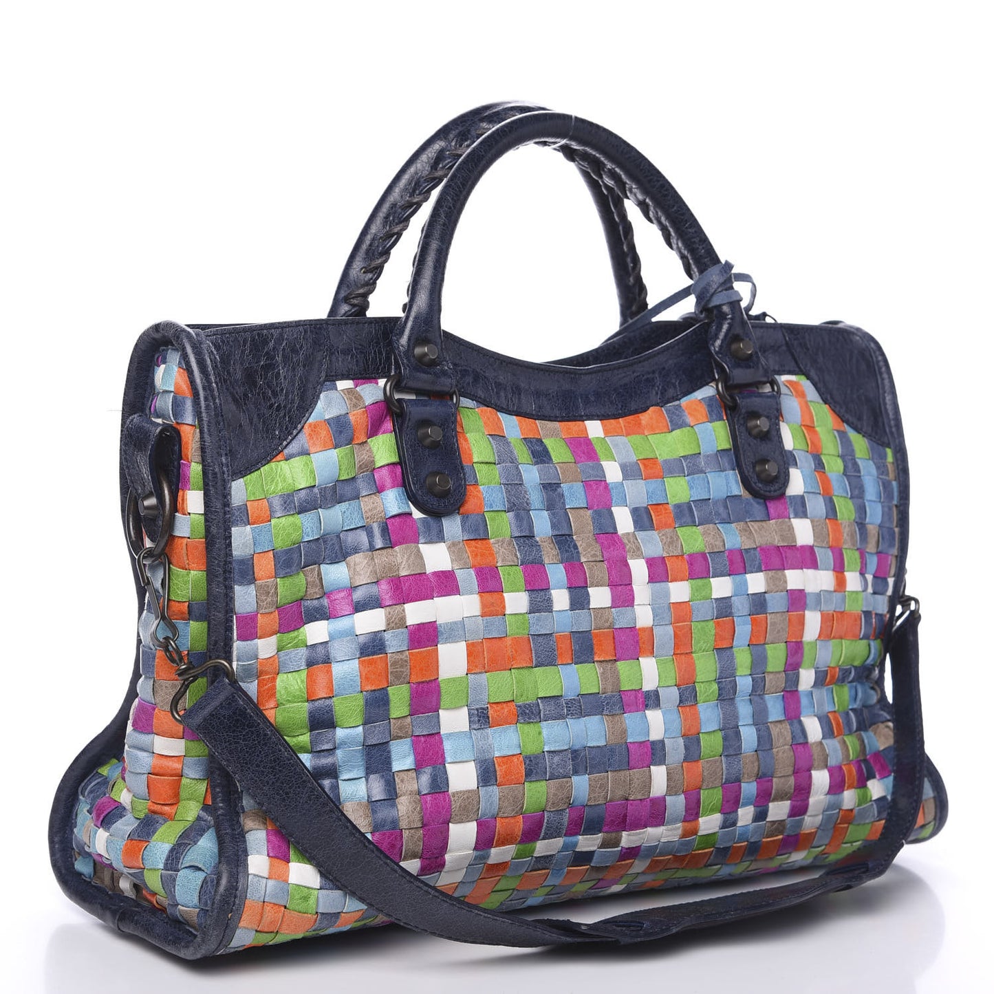 Agneau Lattice Woven Classic Hardware City Multicolor