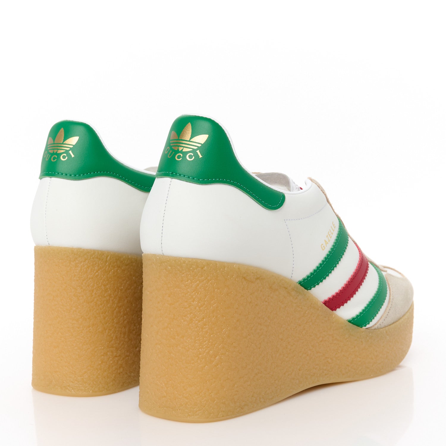 Gucci X ADIDAS Suede Madeira Gazelle Wedge Sneakers 42 Oatmeal White New Shamarock Hibiscus Red 4 of 8