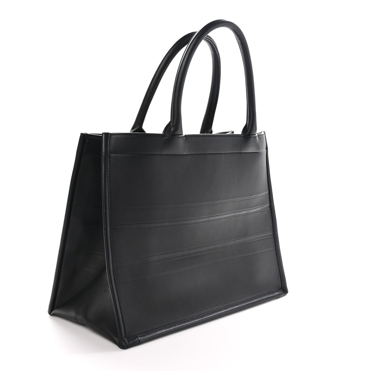 Calfskin Embossed Medium Book Tote Black