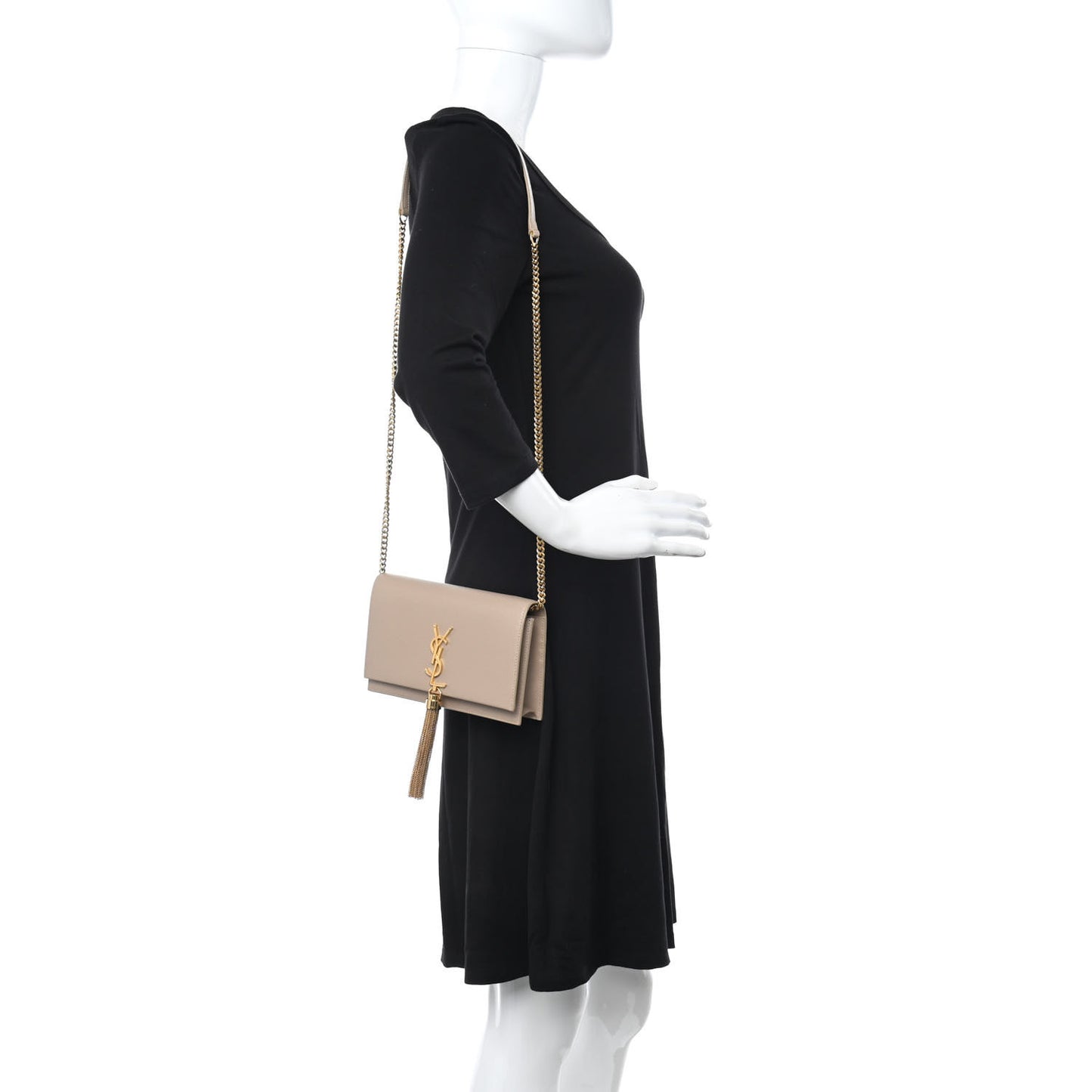 Grain De Poudre Classic Monogram Kate Tassel Chain Wallet Dark Beige