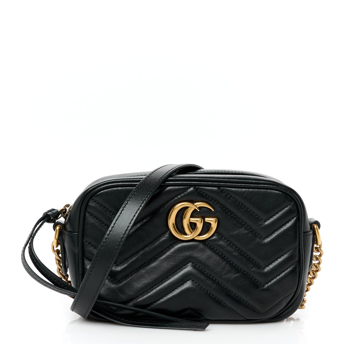 Calfskin Matelasse Mini GG Marmont Chain Shoulder Bag Black