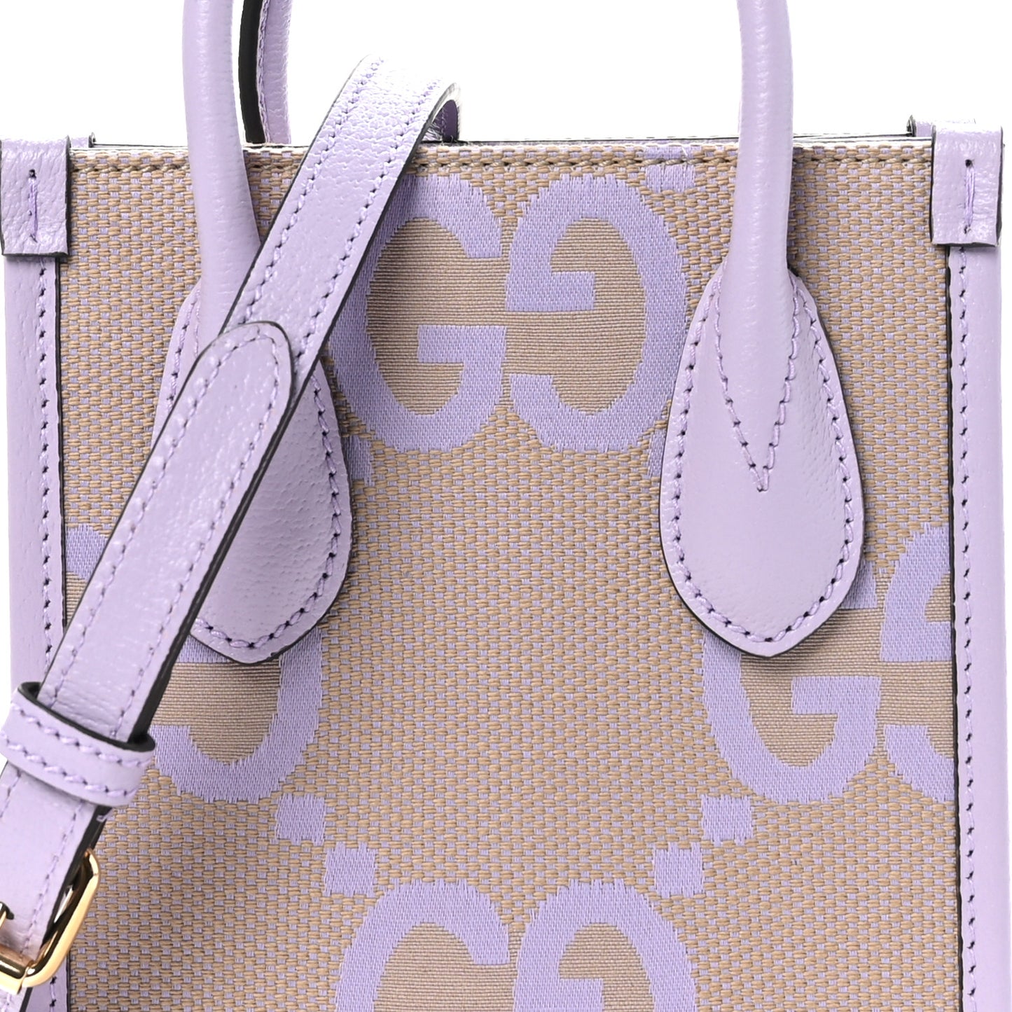 Monogram Jumbo GG Textured Dollar Calfskin Mini Tote Bag Beige Lapis