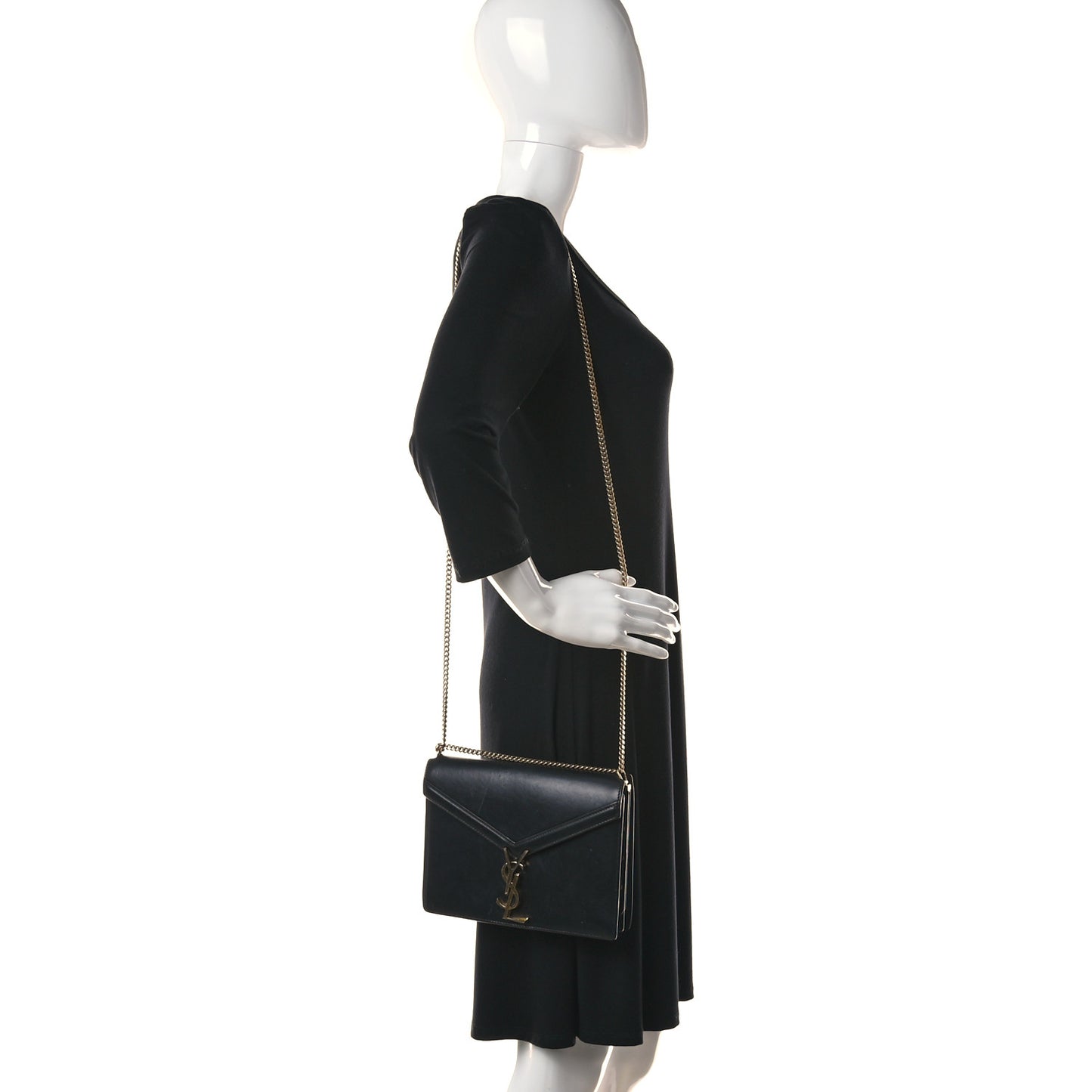 Smooth Calfskin Monogram Cassandra Clasp Bag Black