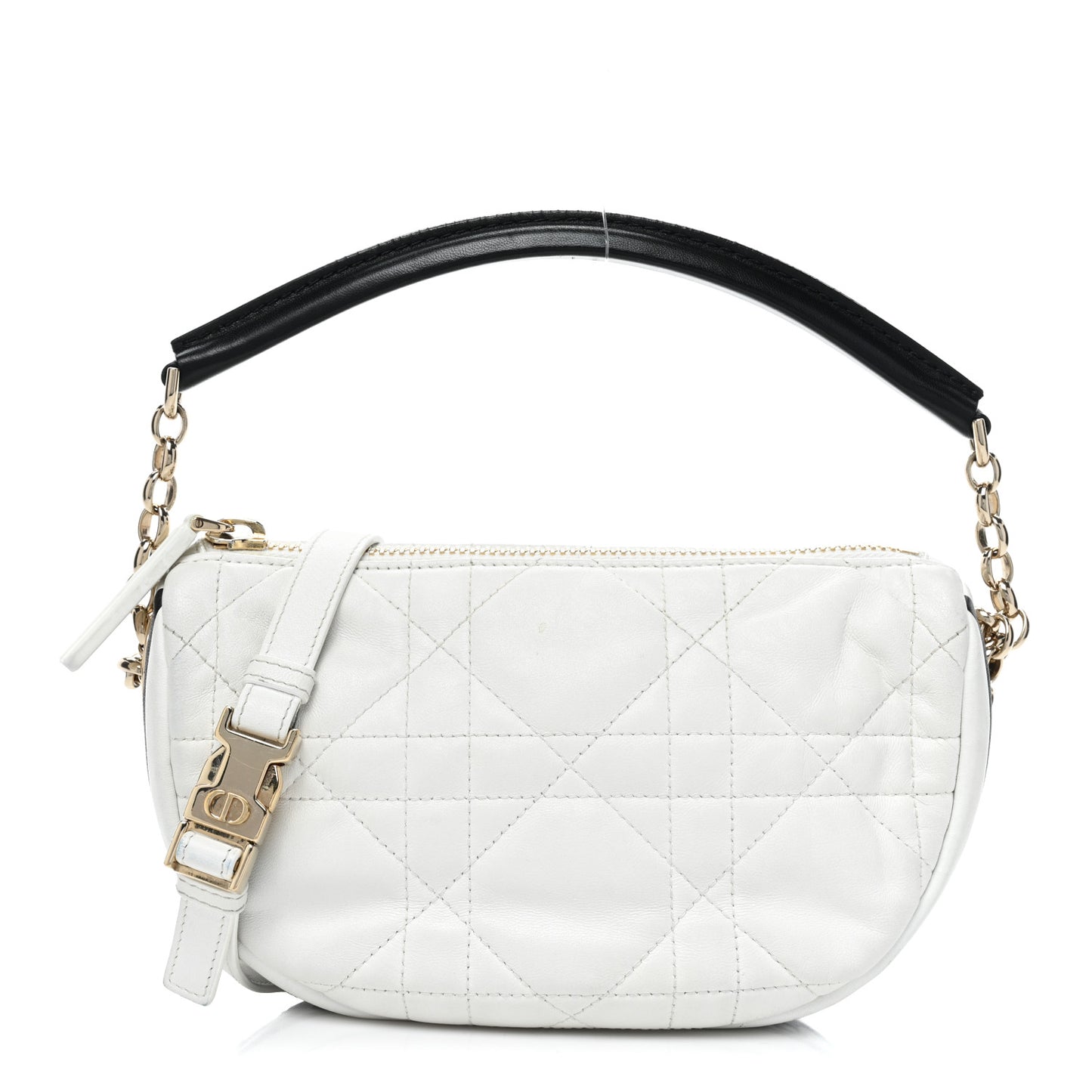 Lambskin Cannage Small Dior Vibe Hobo Bag White