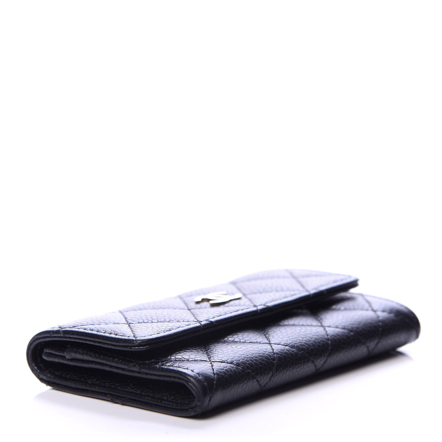 Caviar Quilted Flap Card Holder Black