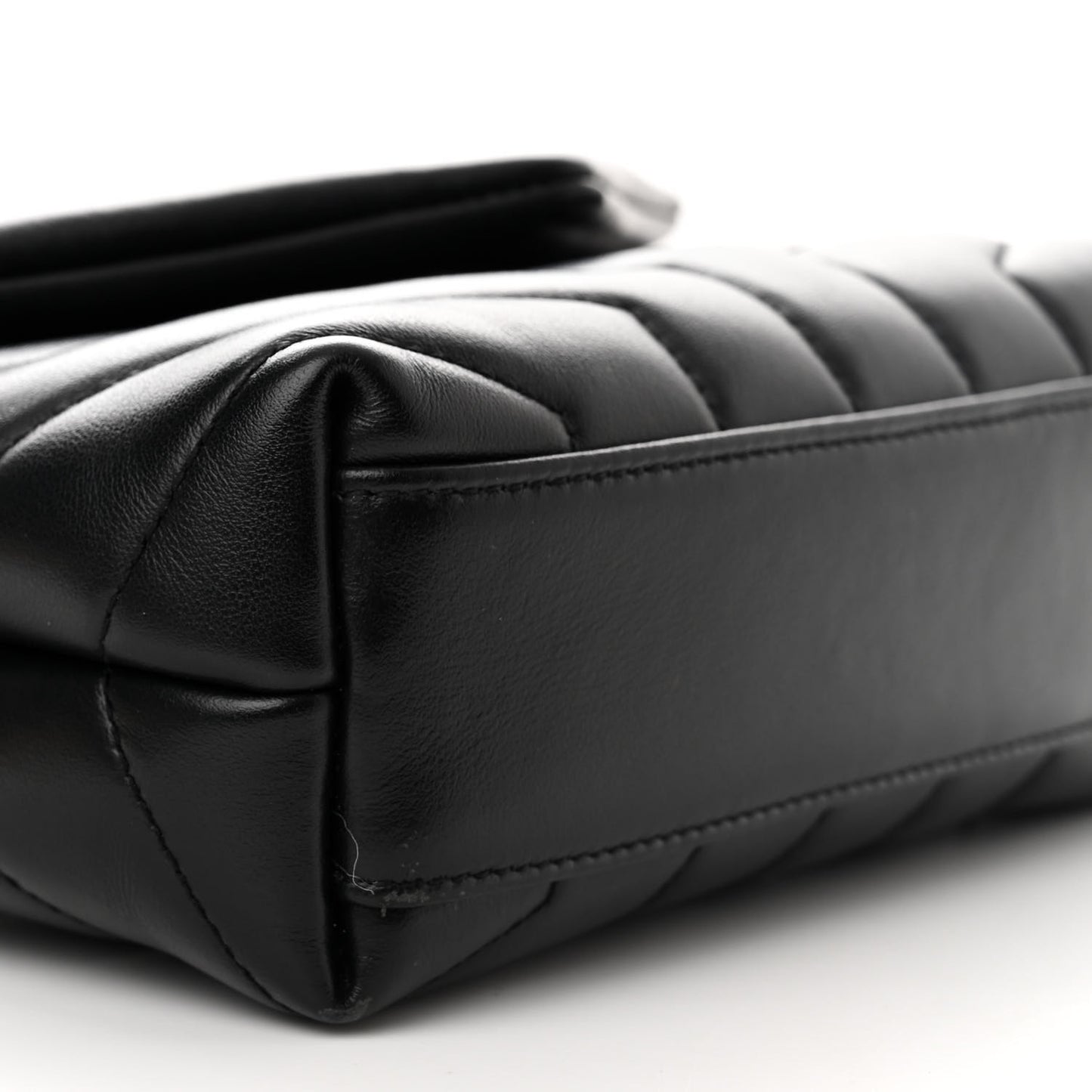 SAINT LAURENT Calfskin Y Quilted Monogram Monochrome Toy Loulou Crossbody Bag Black
