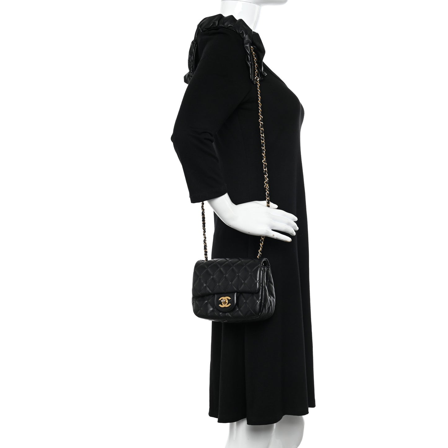 Lambskin Quilted Mini Romance Square Flap Black
