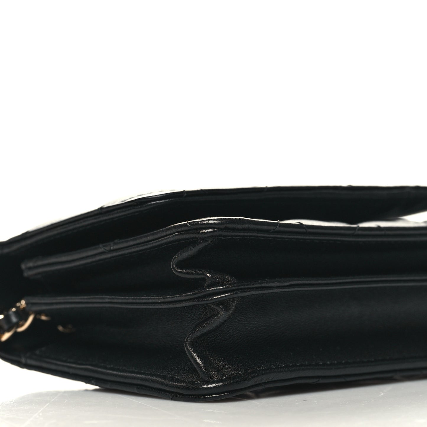 Lambskin Quilted Mini Camellia Bow Wallet On Chain WOC Black