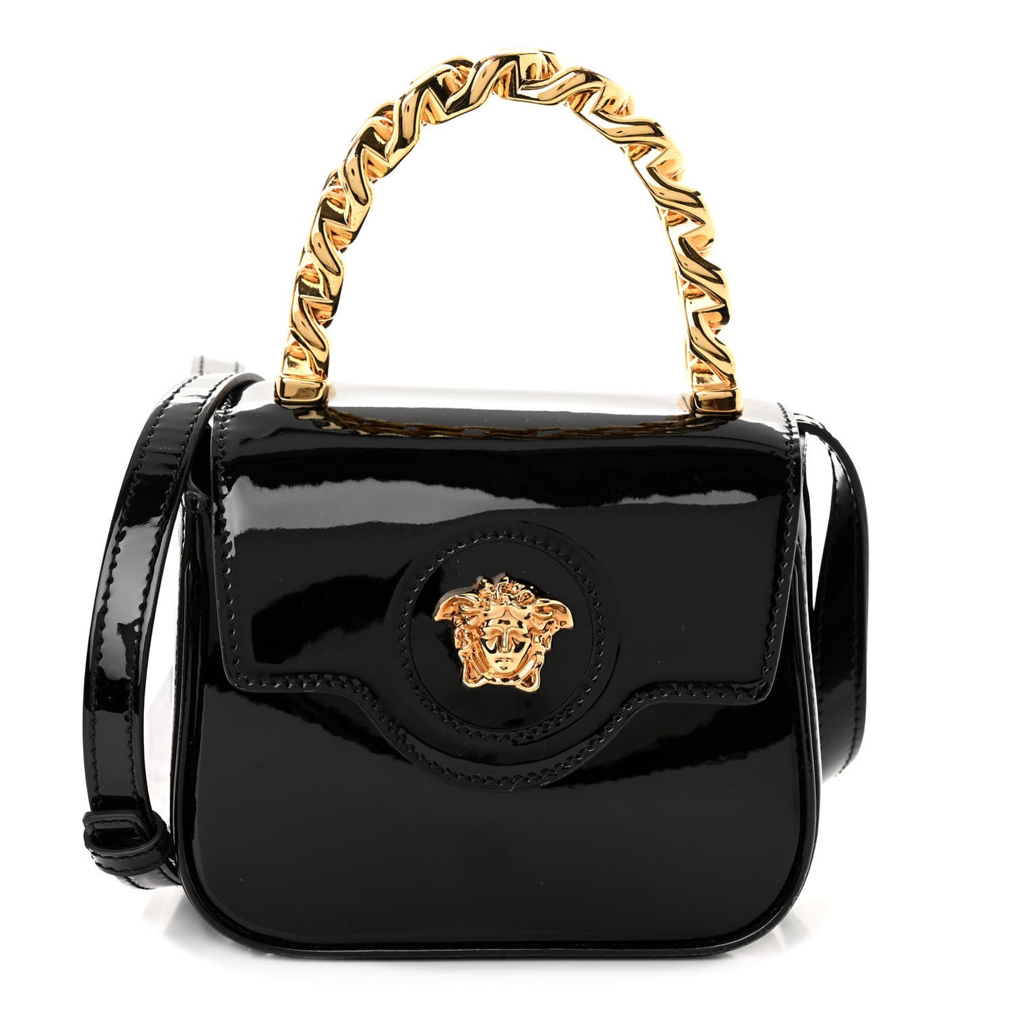 Patent Mini La Medusa Bag Black