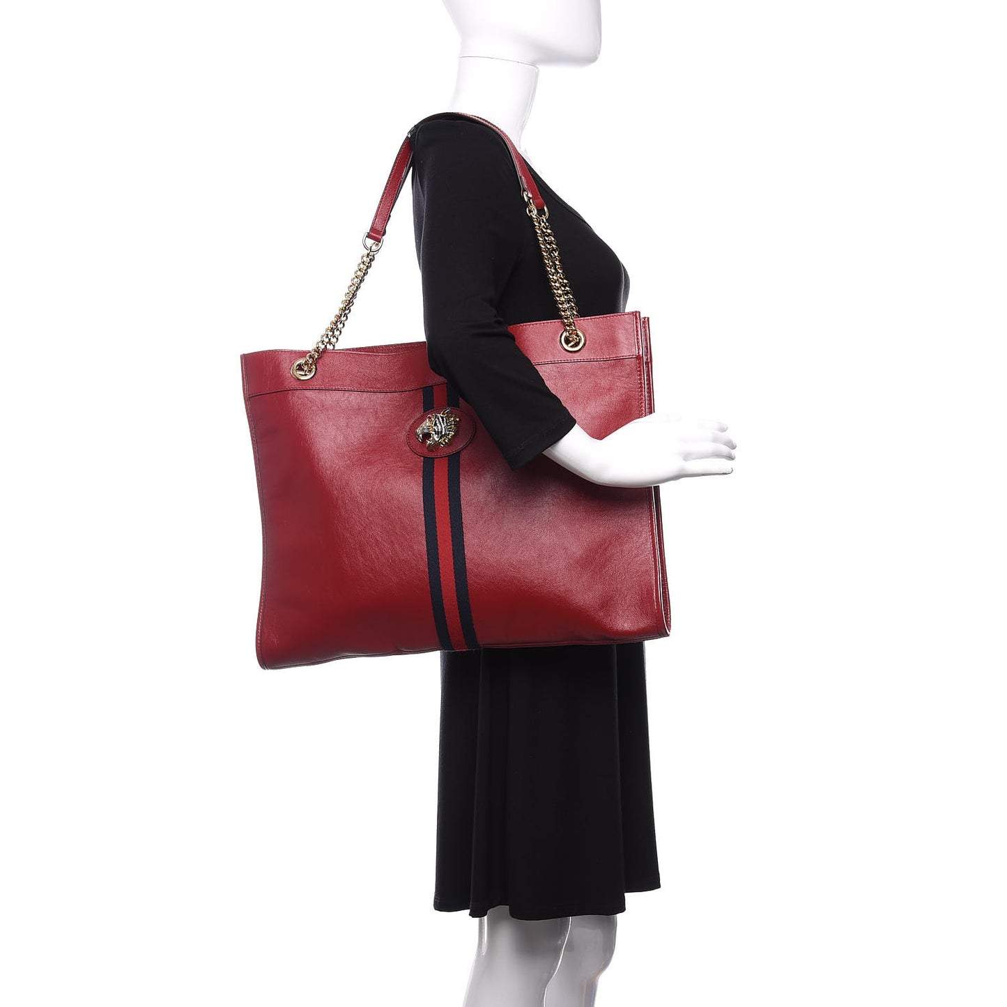 Calfskin Large Rajah Chain Tote Romantic Cherry