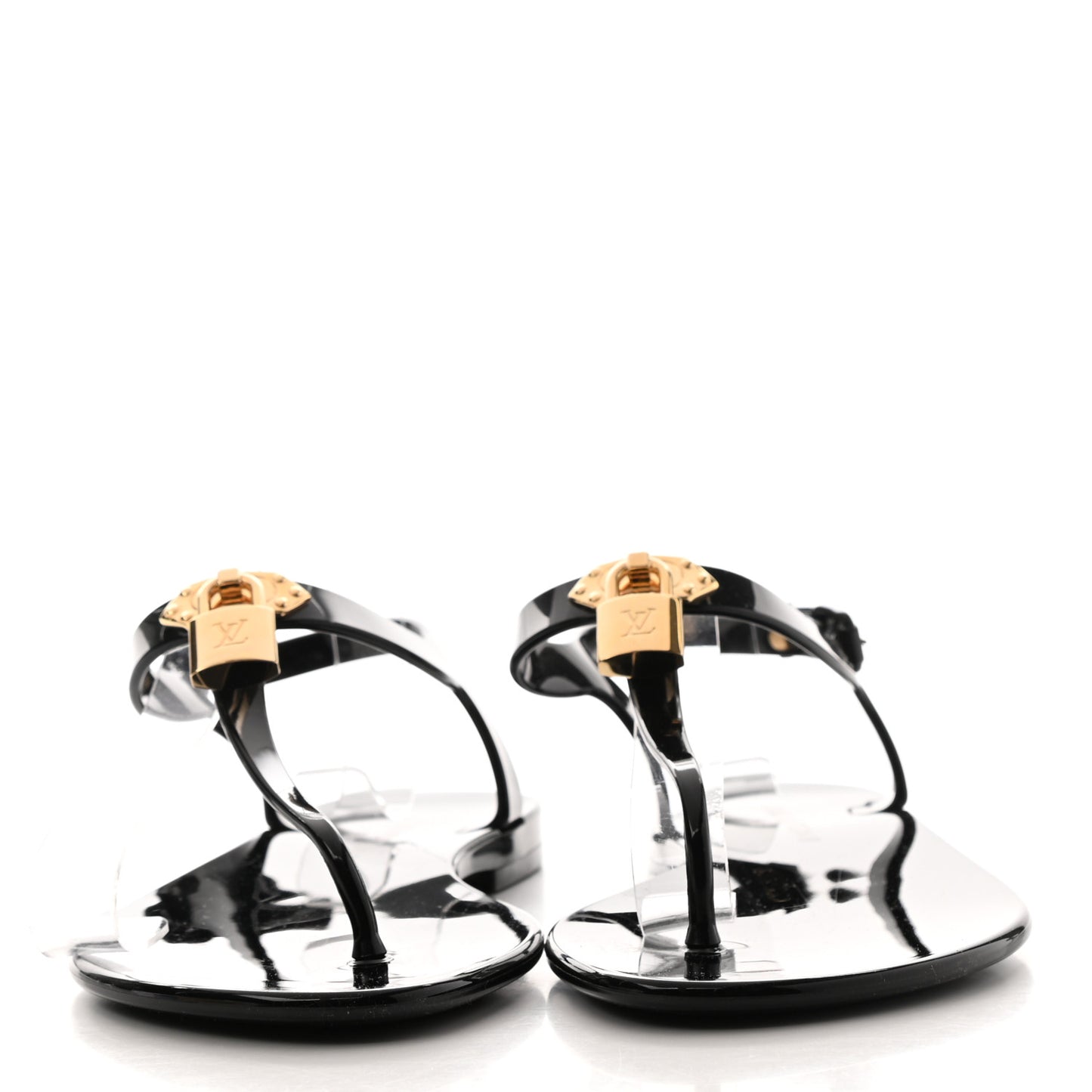 Rubber Bikini Thong Flat Sandals 36 Black