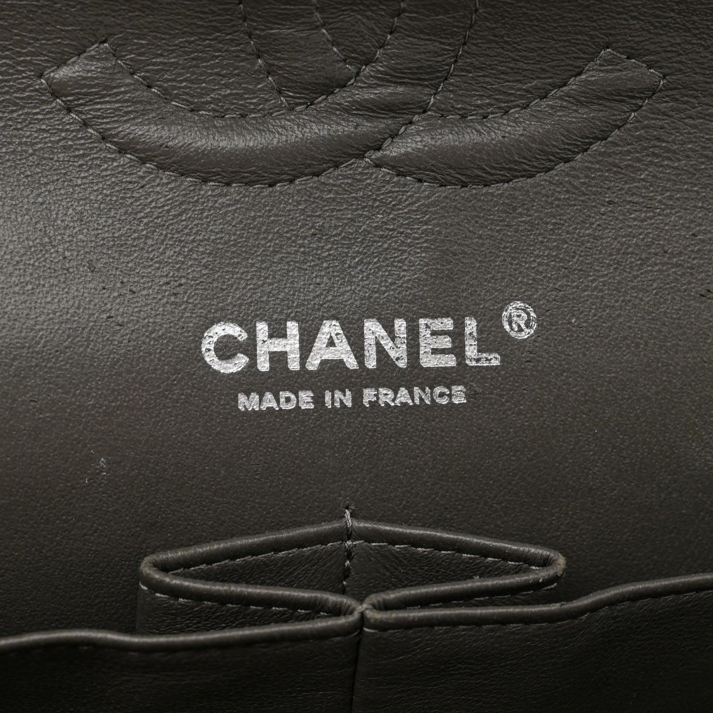 Caviar Quilted Medium Double Flap Dark Grey