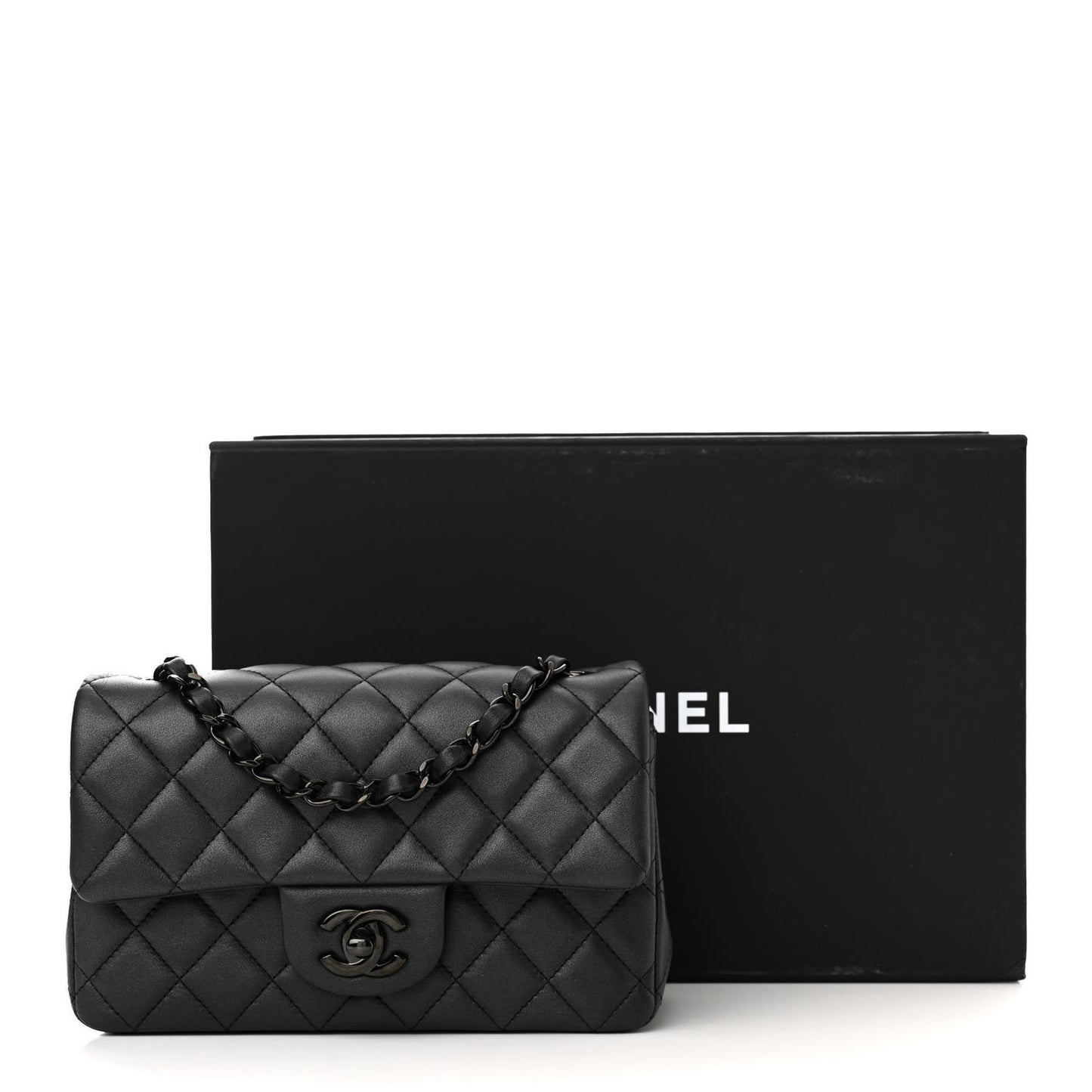 Lambskin Quilted Mini Rectangular Flap So Black