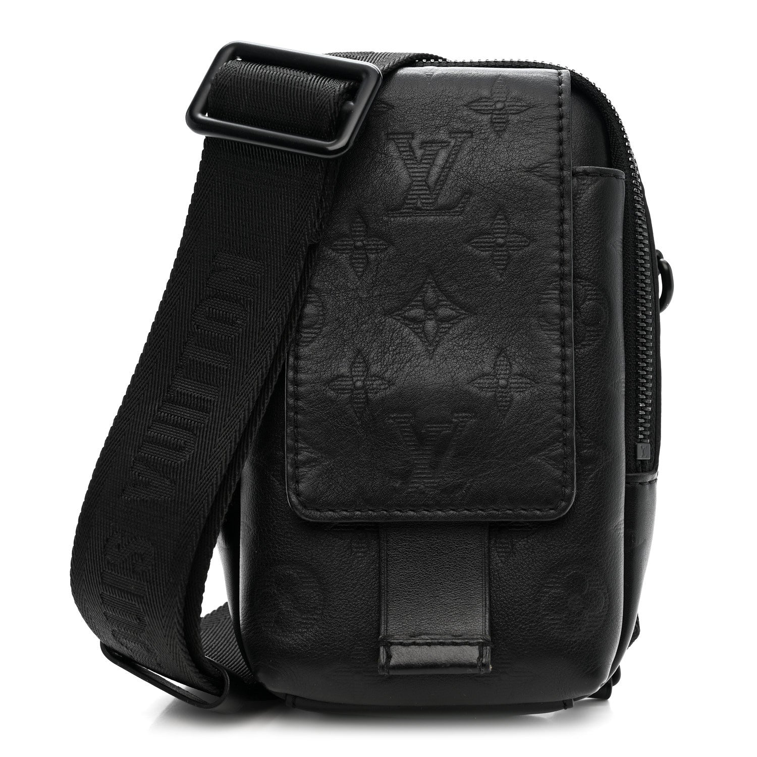 Louis Vuitton Calfskin Monogram Shadow Double Phone Pouch NM Black