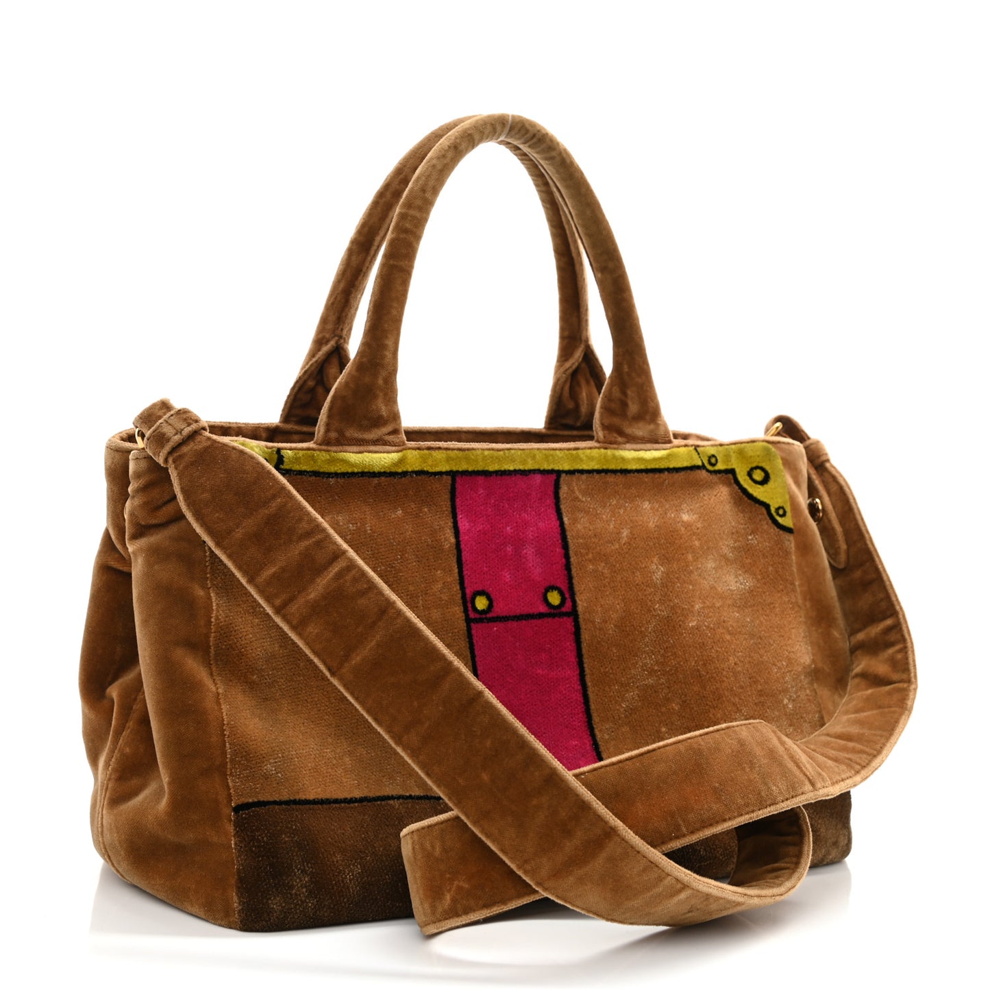 Velluto Ricamo Cahier Tote Bag Cammello