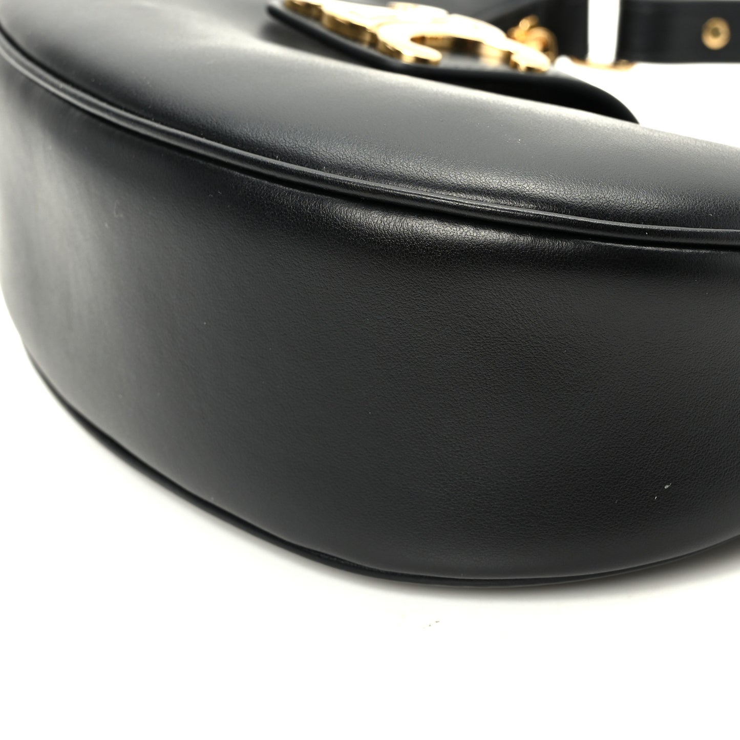 Smooth Calfskin Medium Strap Ava Triomphe Shoulder Bag Black